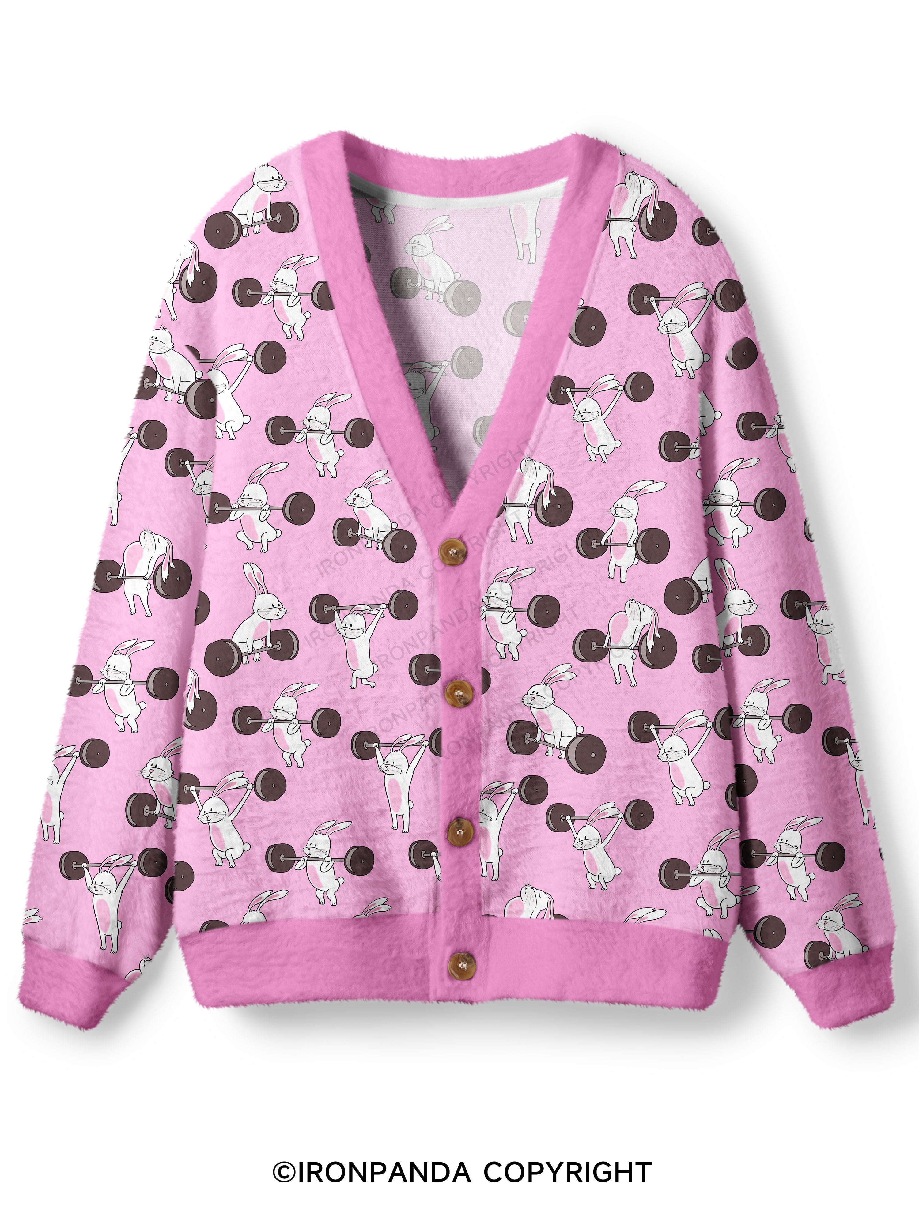 Lift Like Bunny Ugly Cardigan Sweater