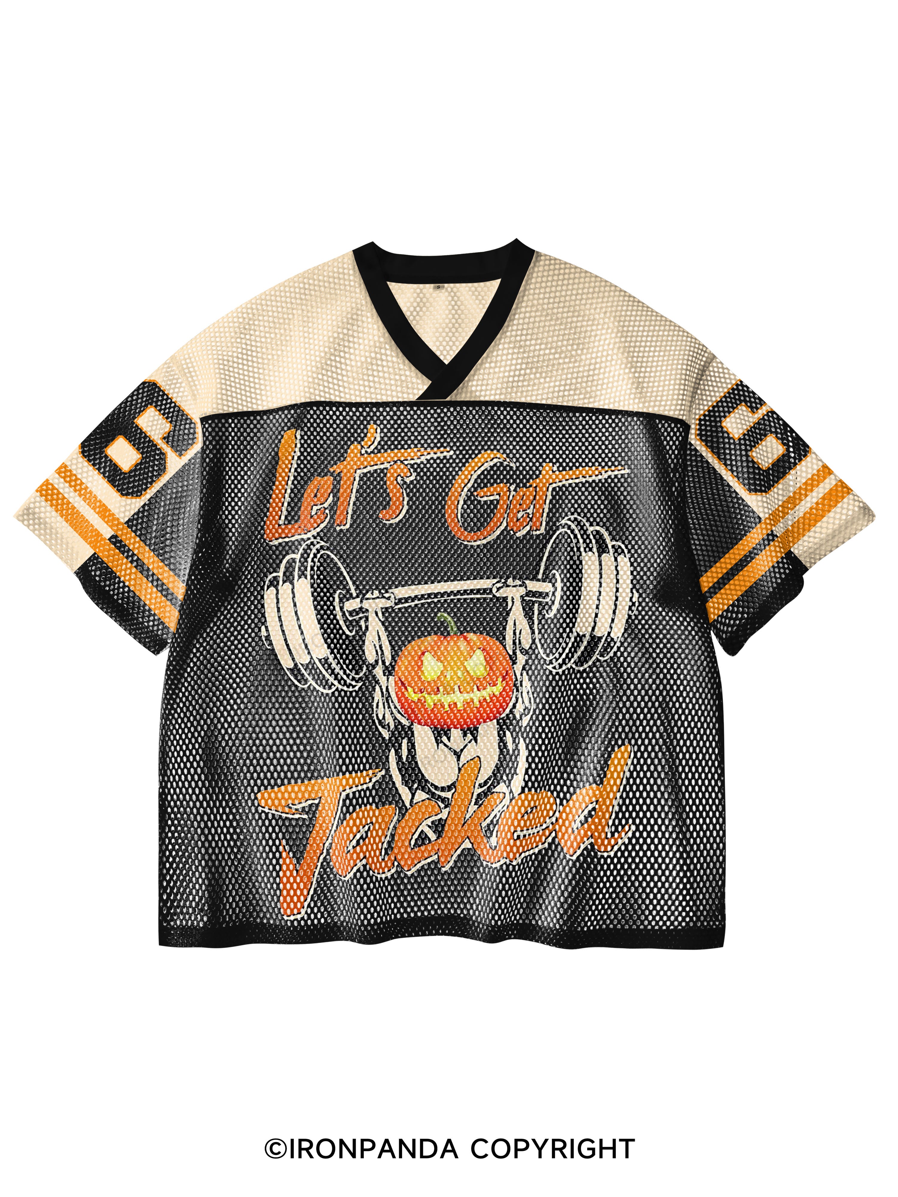 Lets Get Jacked V-Neck Open Hole Mesh Top