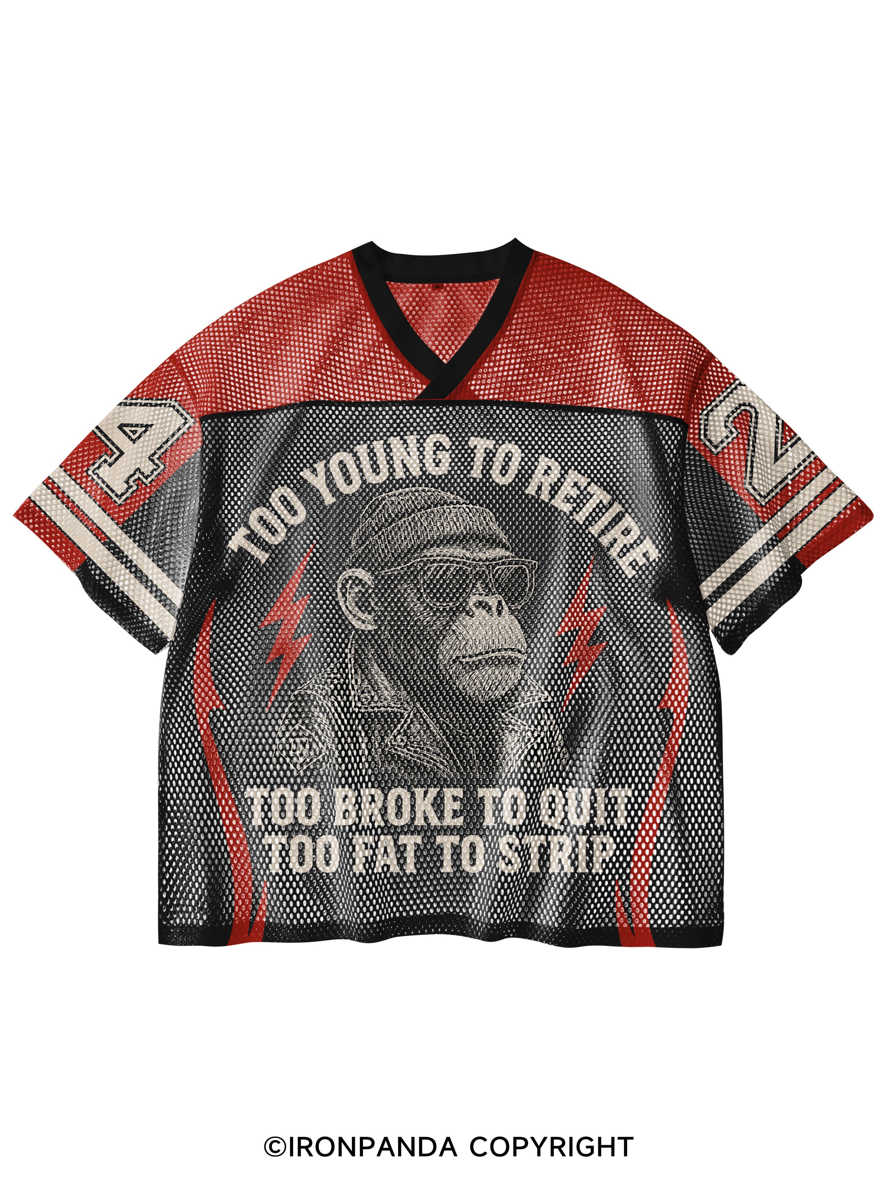 Too fat to strip V-Neck Open Hole Mesh Top
