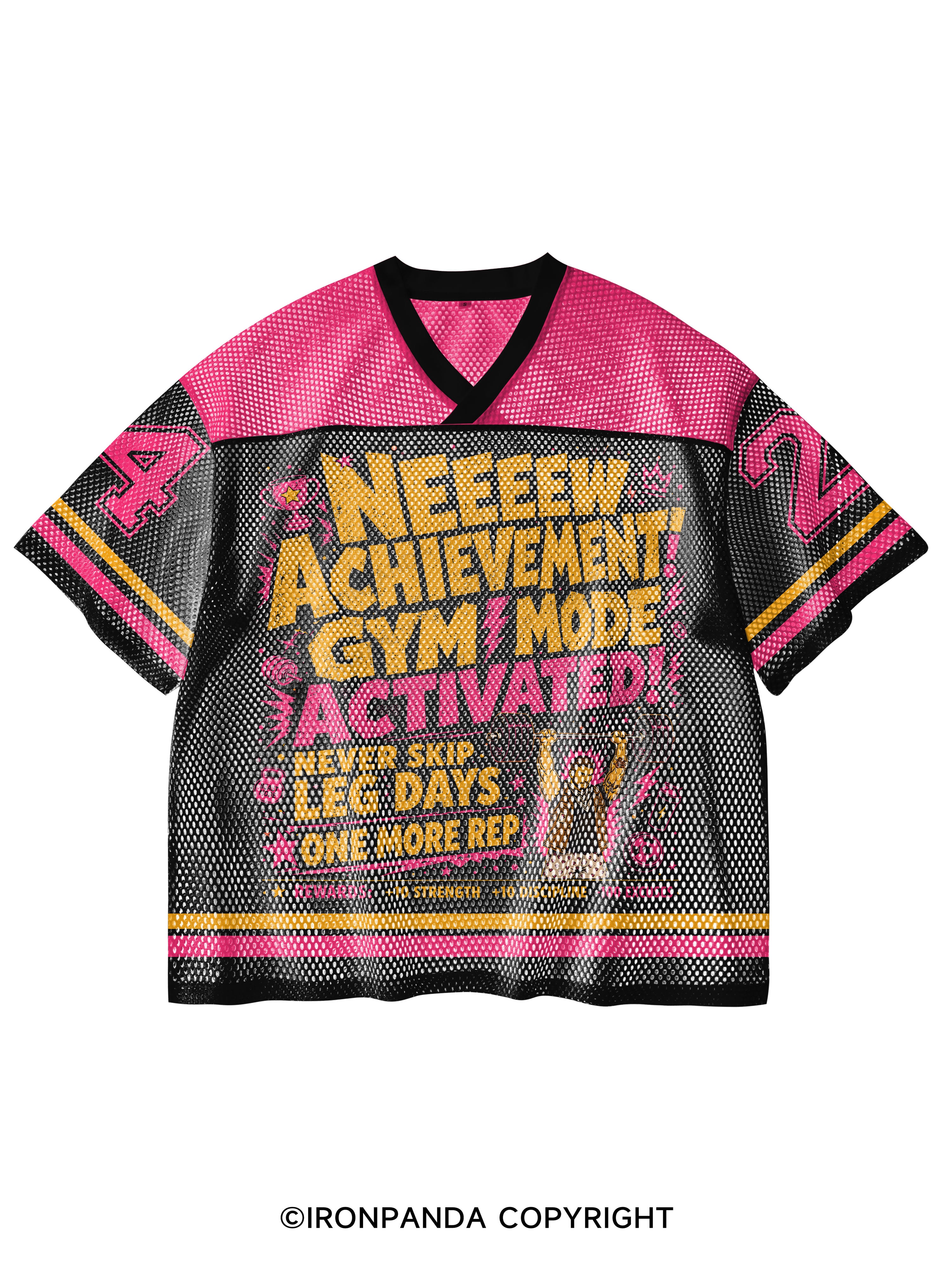 New Achievement Fitness Never Skip Leg V-Neck Open Hole Mesh Top