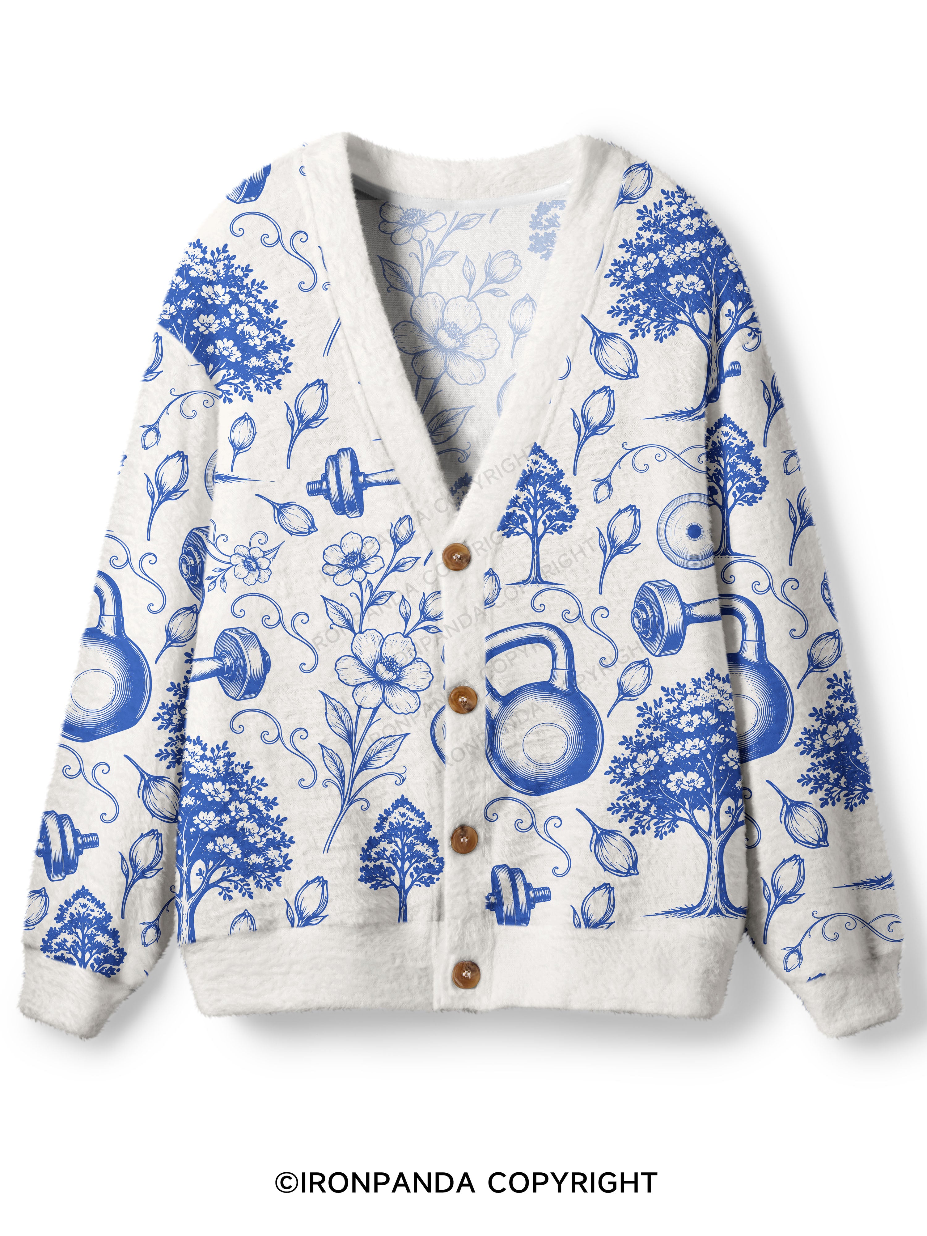 Botanical Lifting Toile Ugly Cardigan Sweater