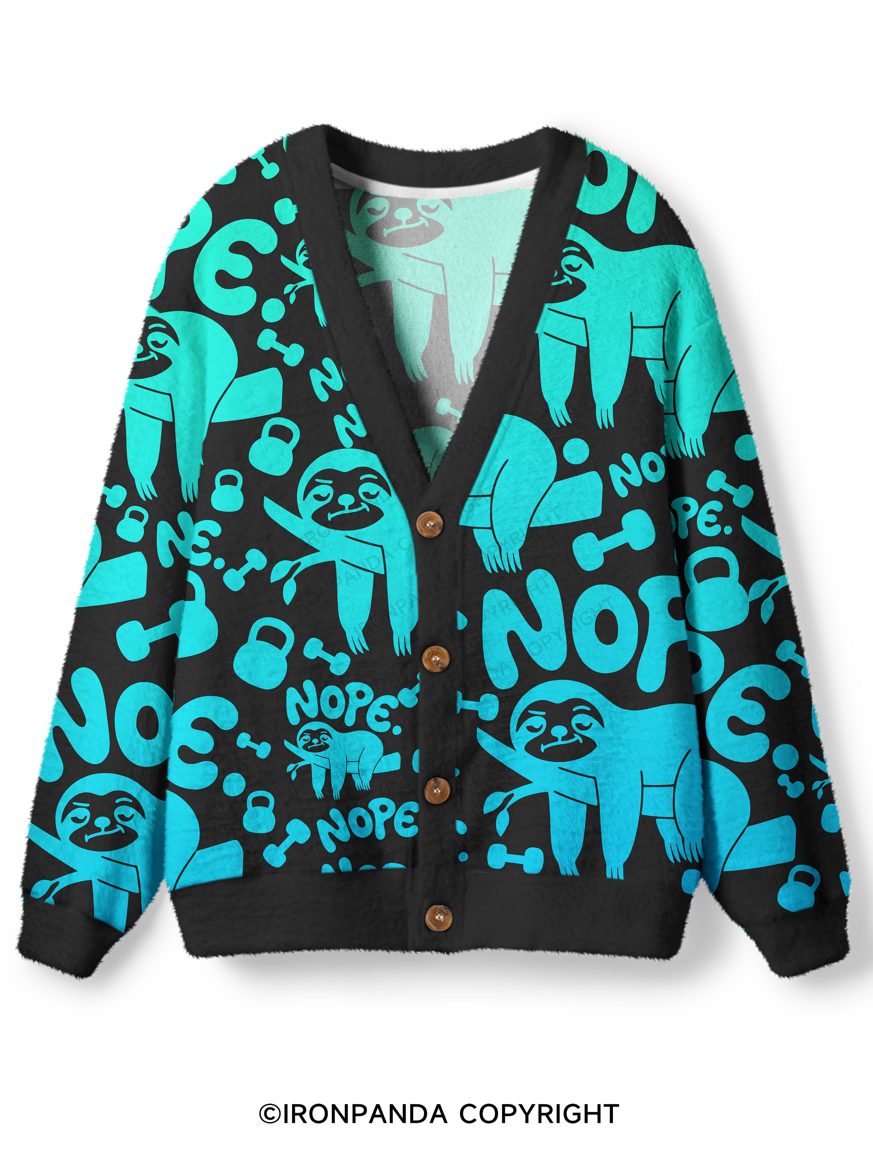 NO TODAY SLOTH Ugly Cardigan Sweater