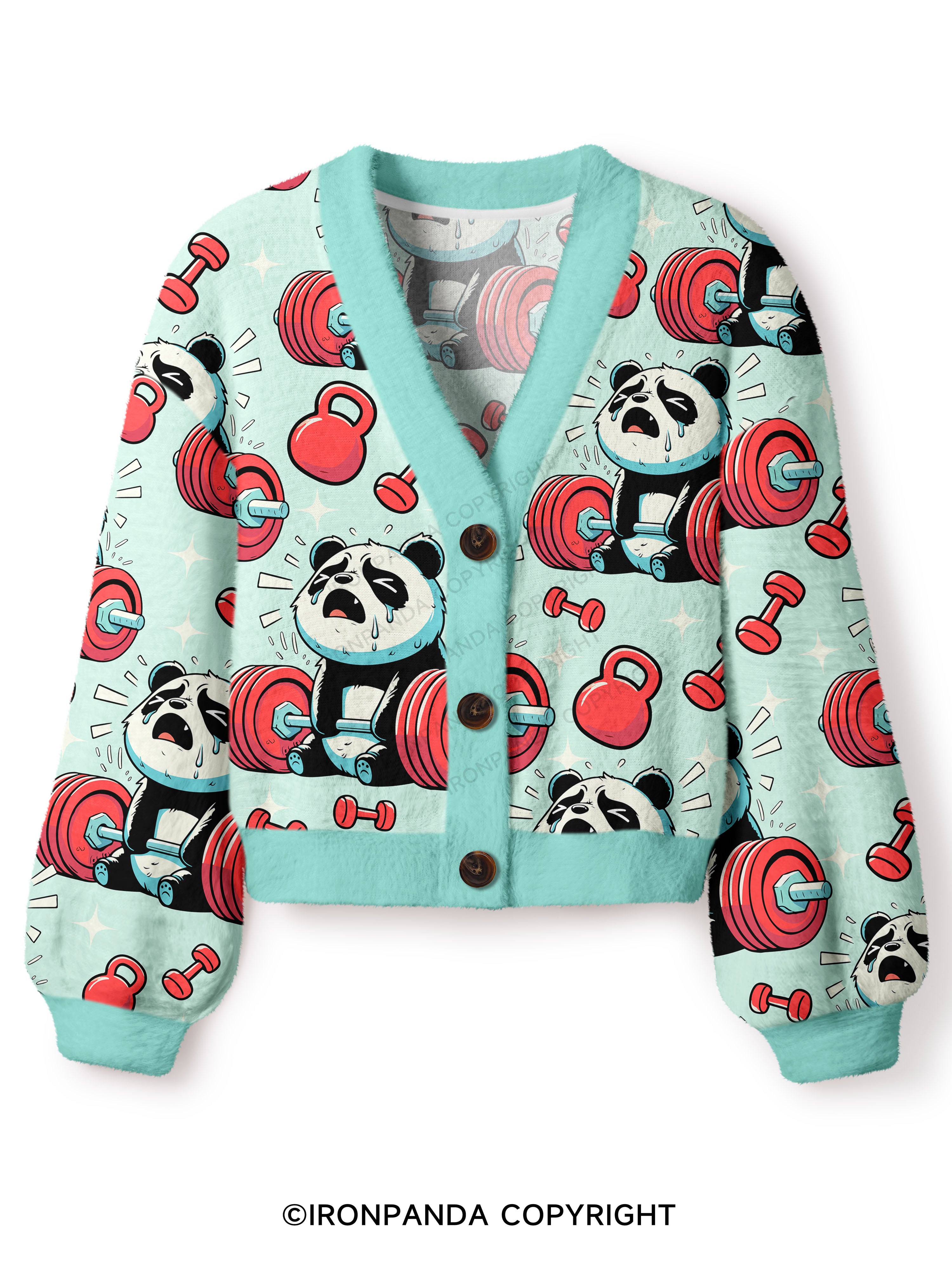don't fart panda Crop Ugly Cardigan Sweater