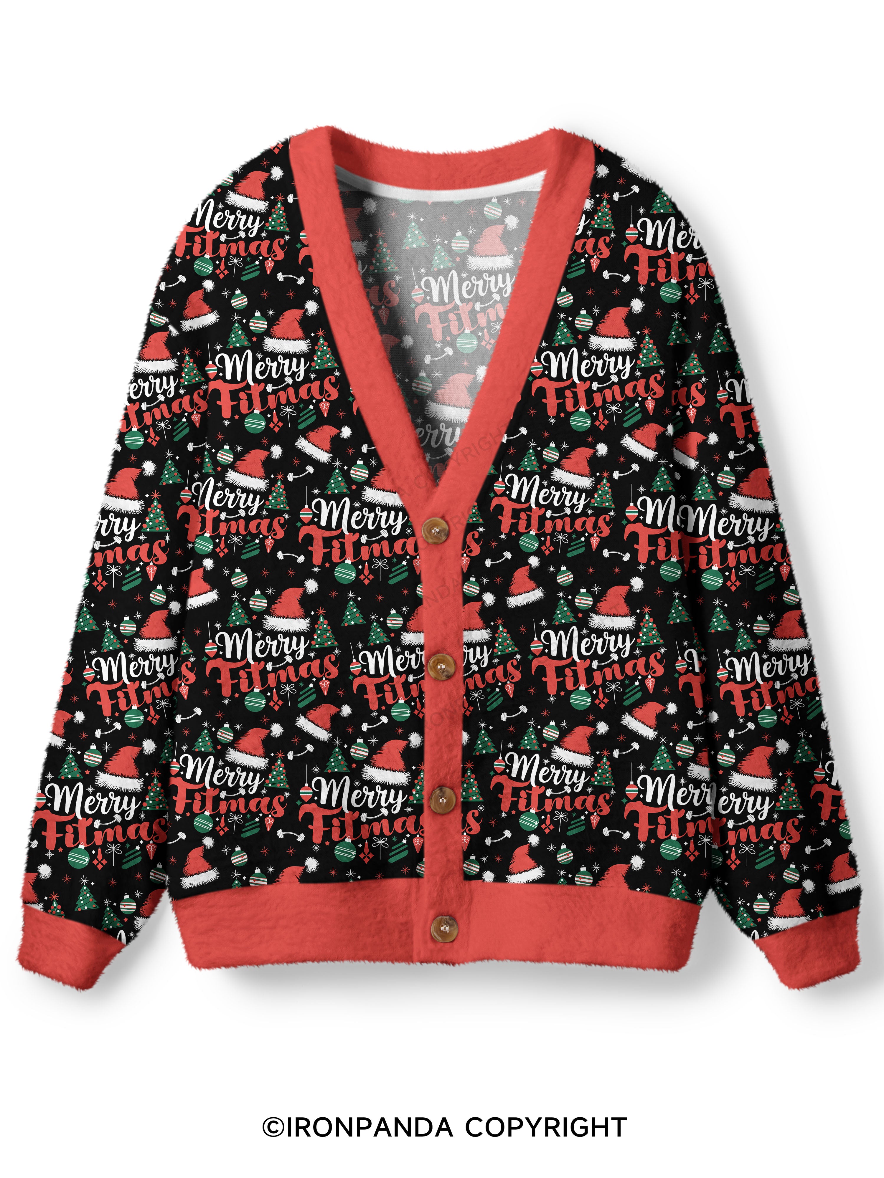 Merry Fitmas Ugly Cardigan Sweater