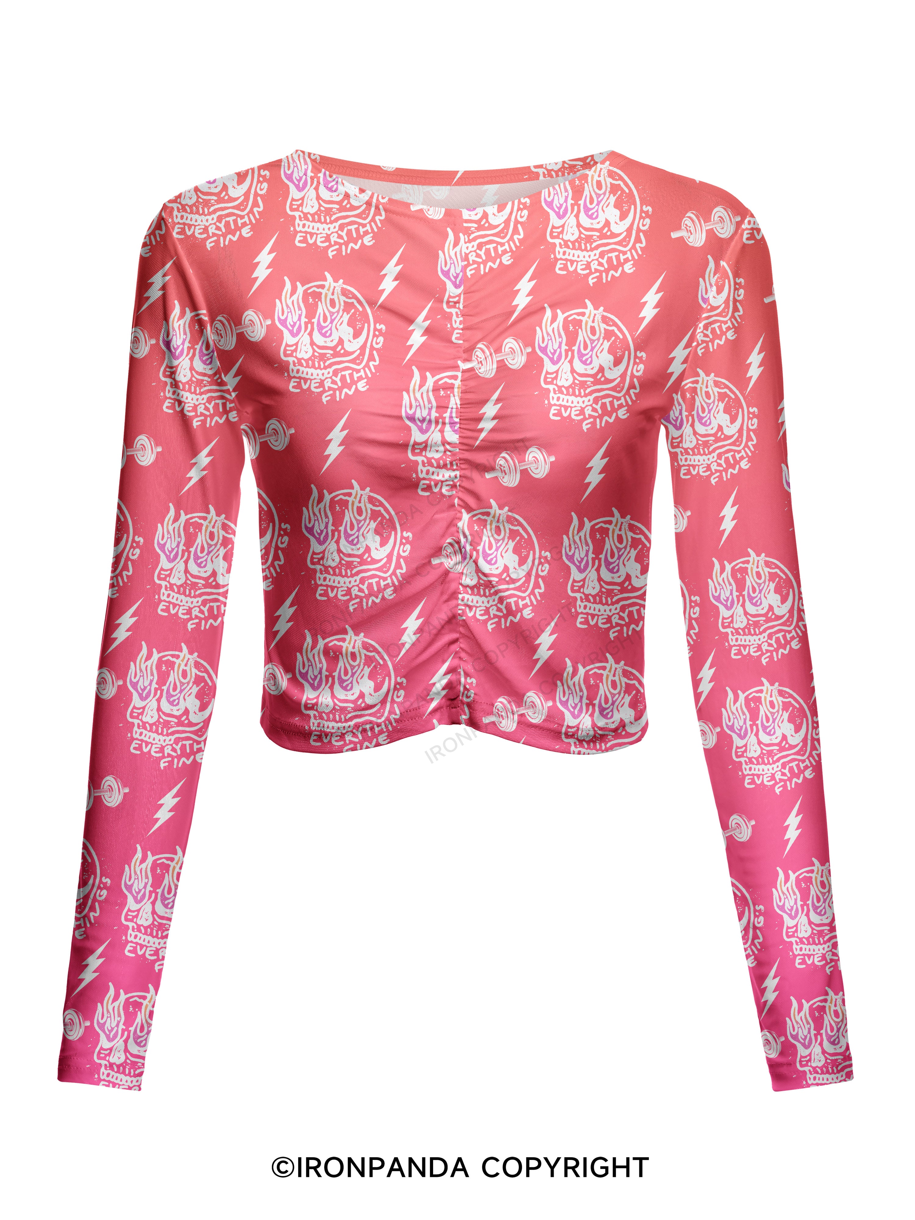 Everything is Fine Funny Skeleton Mesh Long Sleeve Top