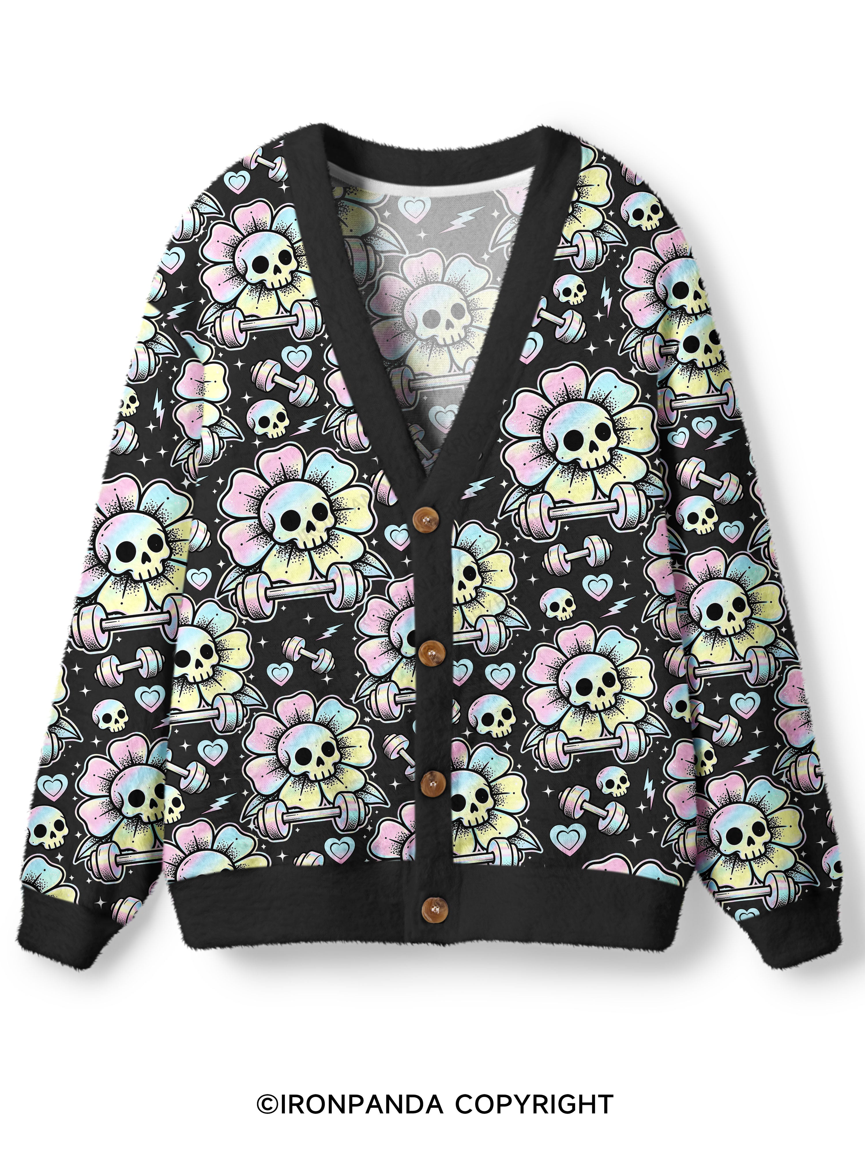 IF I DIE I DIE SKELETON Ugly Cardigan Sweater