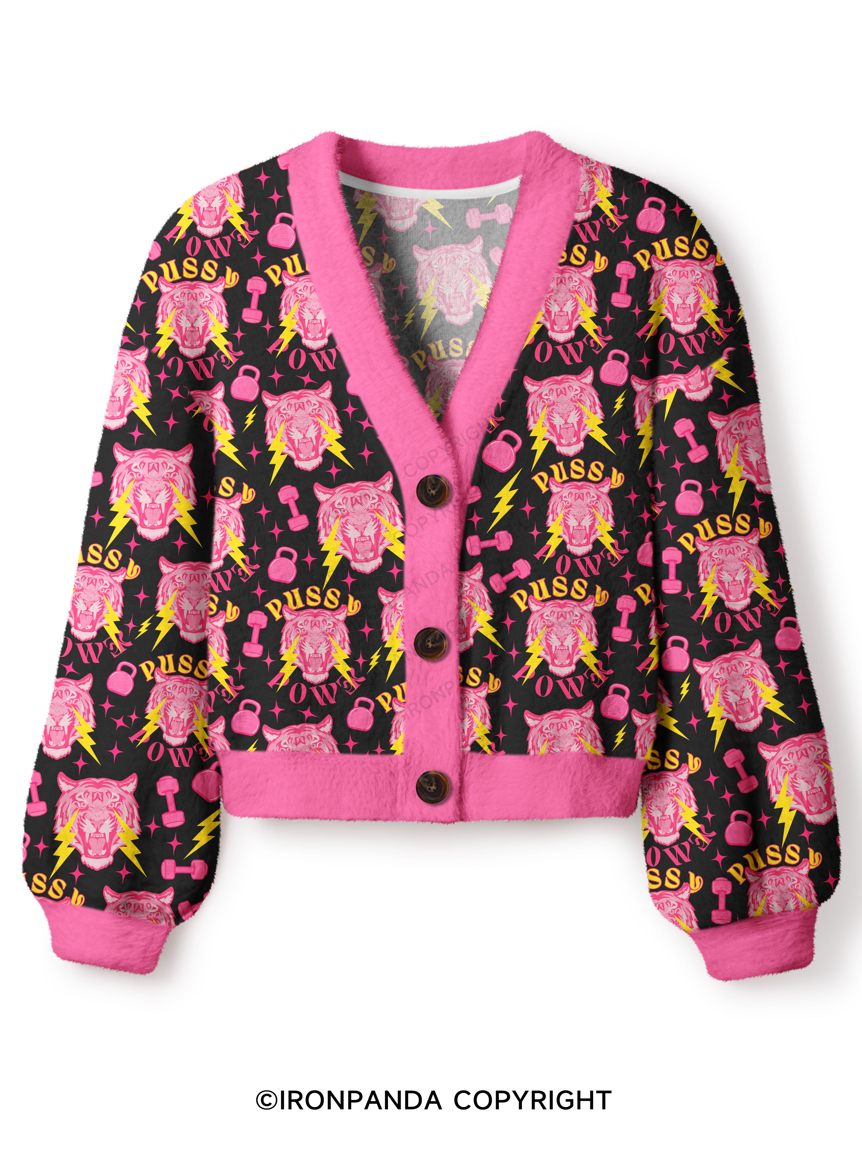 pussy power Crop Ugly Cardigan Sweater
