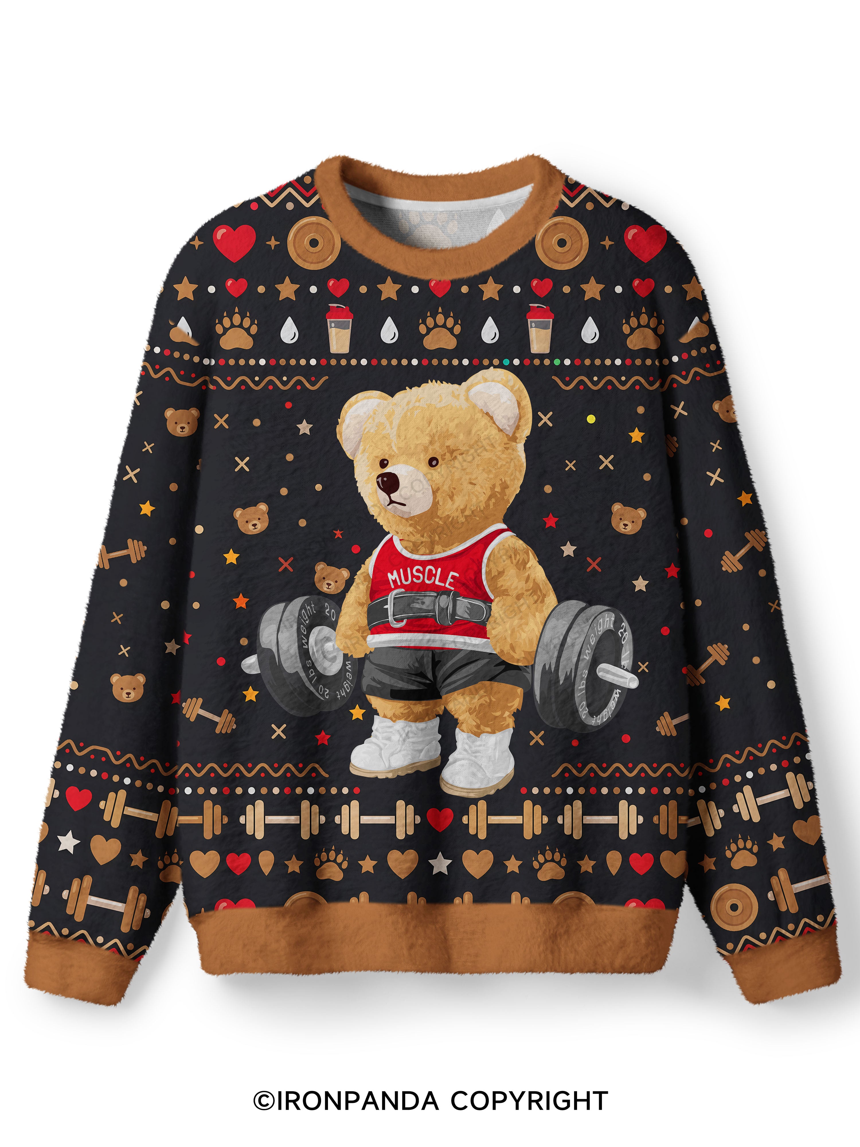 Exercise Bear Ugly Fuzzy Fleece Sweater