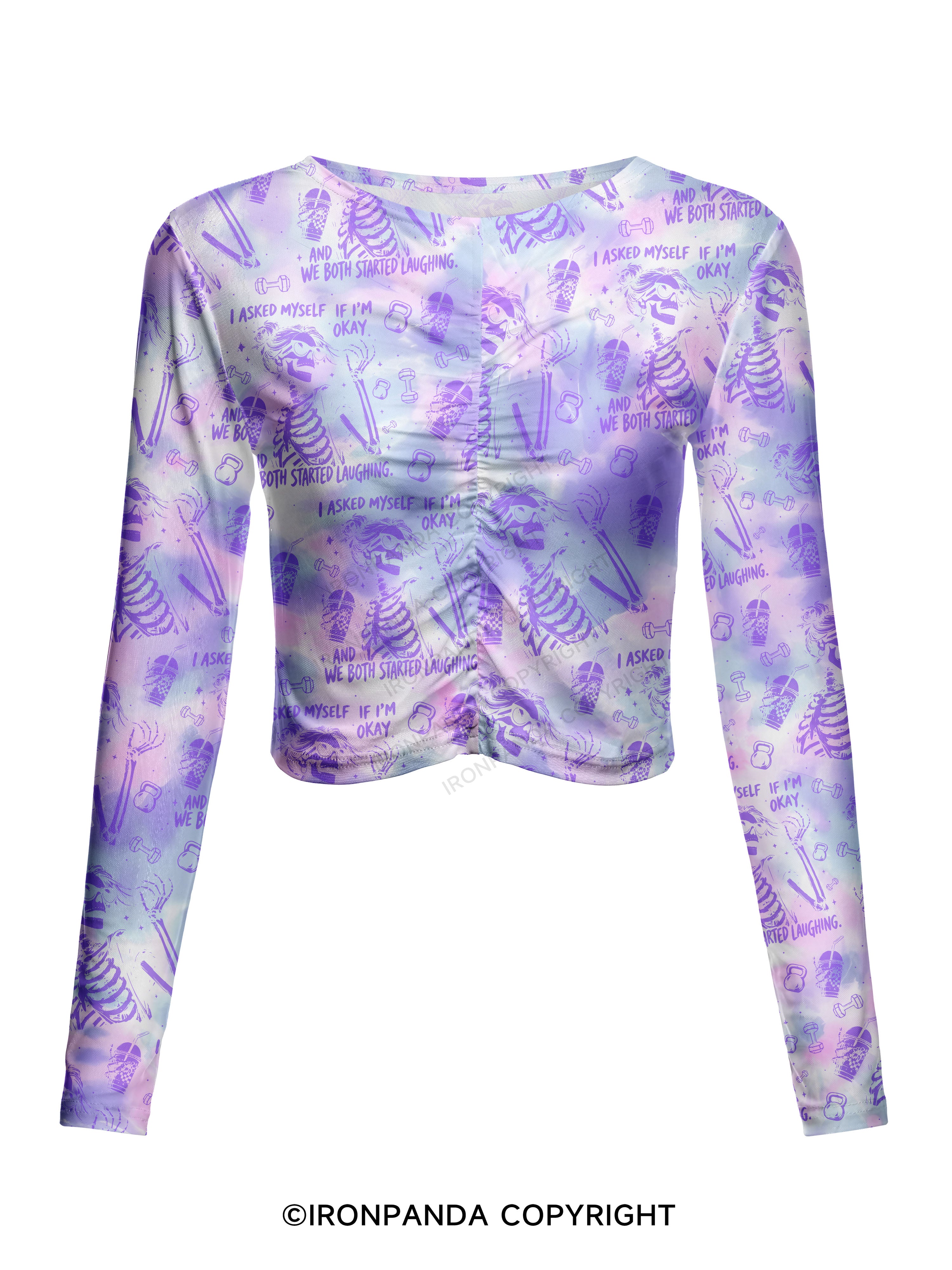 I ASKED MYSELF IF I'M OKAY AND WE BOTH STARTED LAUGHING Mesh Long Sleeve Top