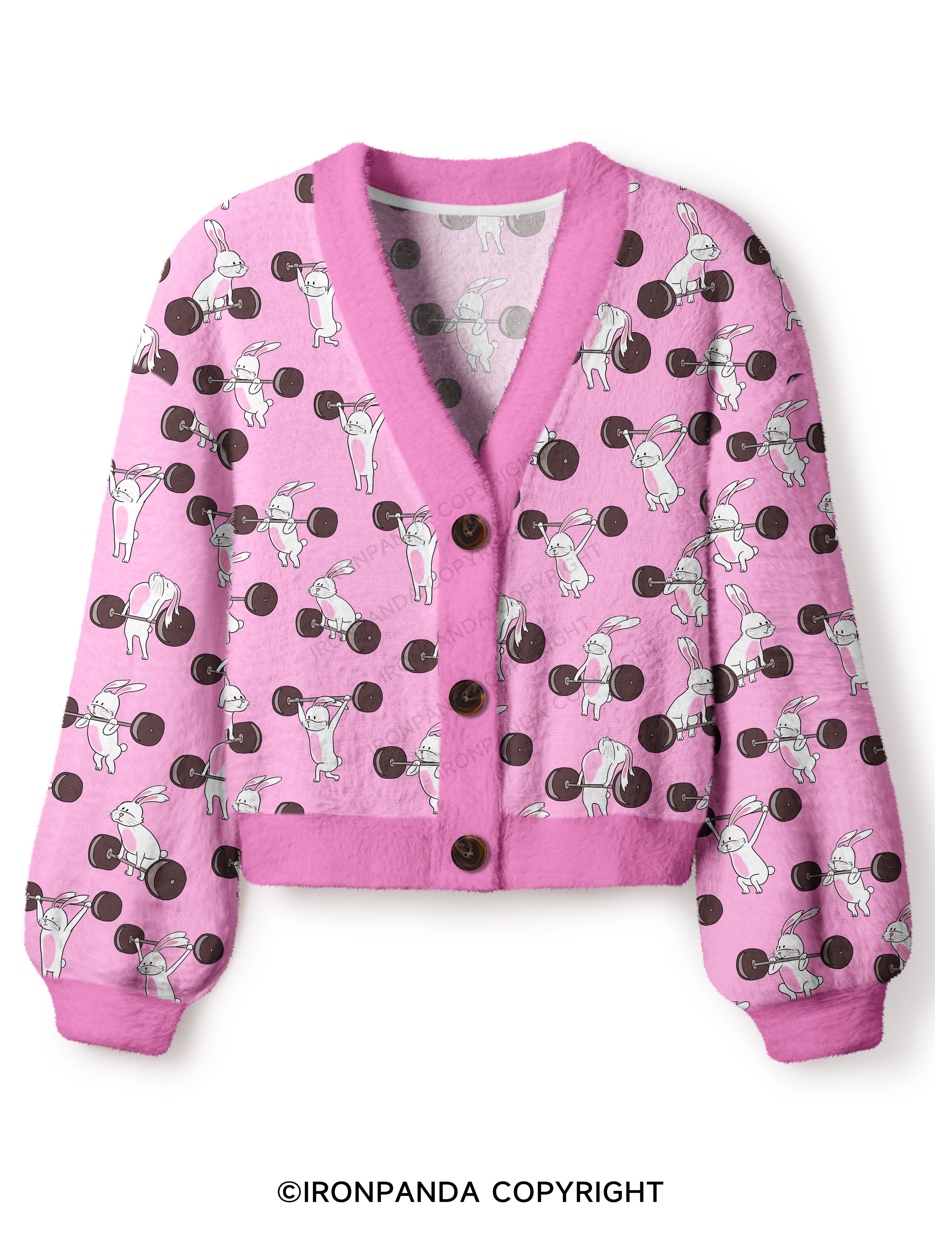 Lift Like Bunny Crop Ugly Cardigan Sweater