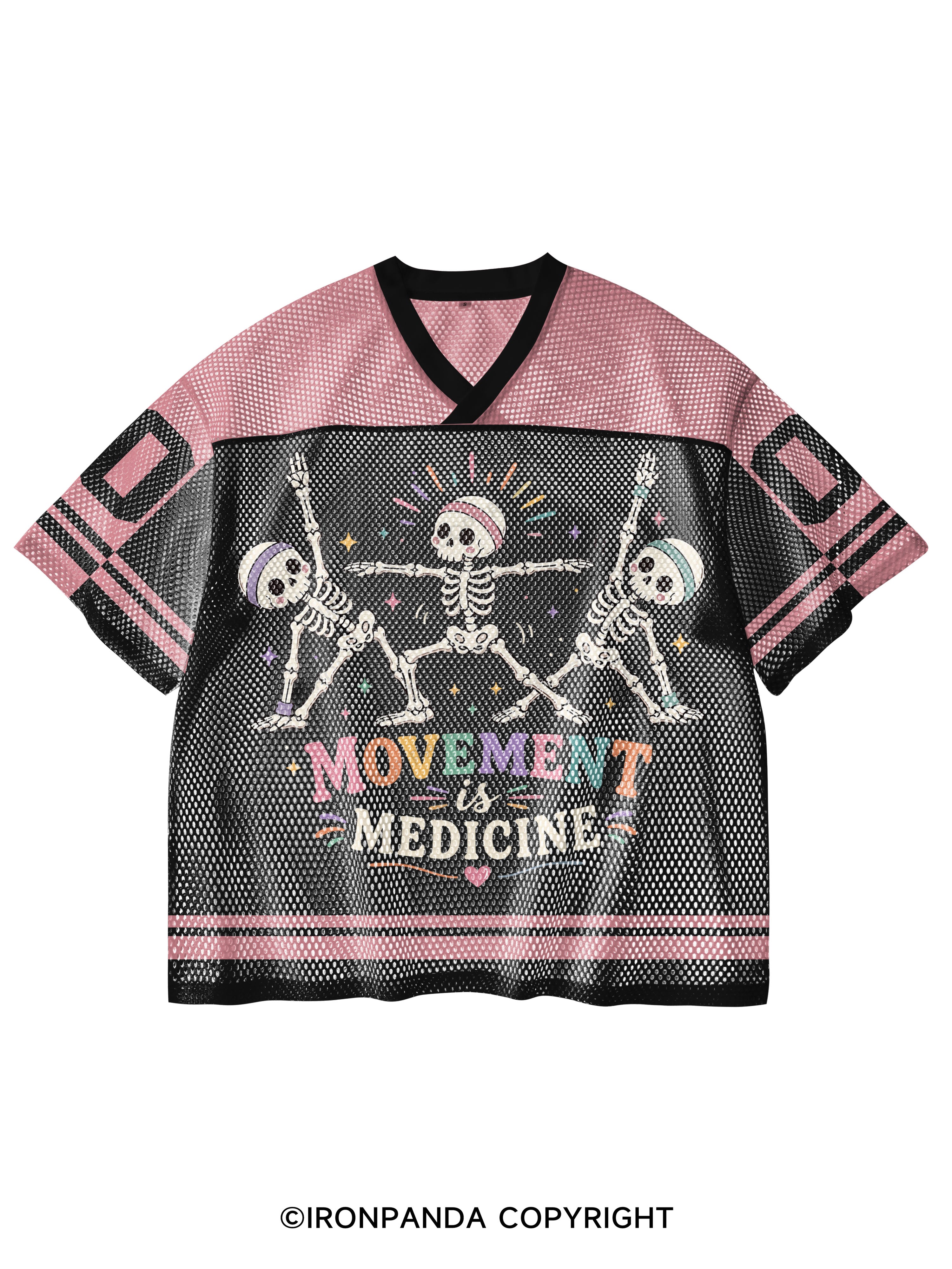 Movement Is Medicine V-Neck Open Hole Mesh Top