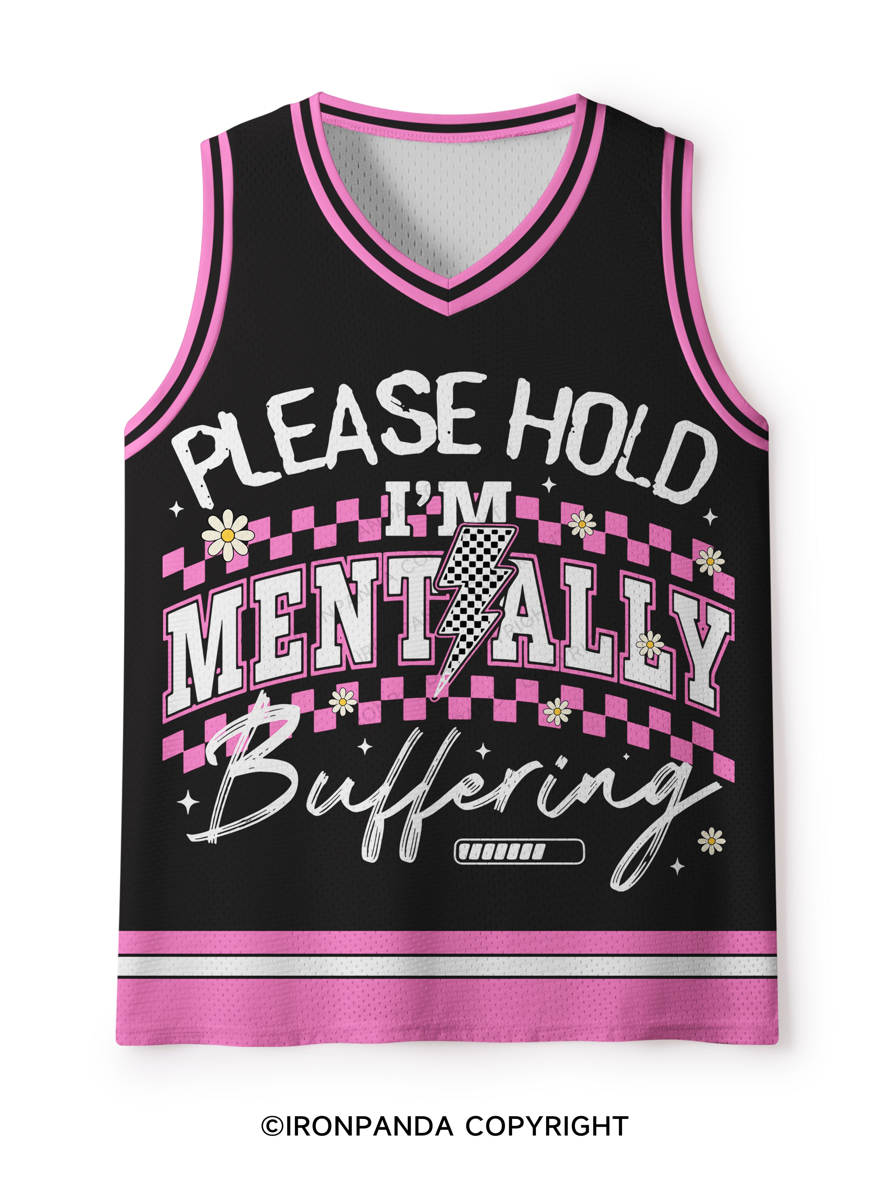 PLEASE HOLD I'M MENTALLY BUFFERING Mesh Tank Top