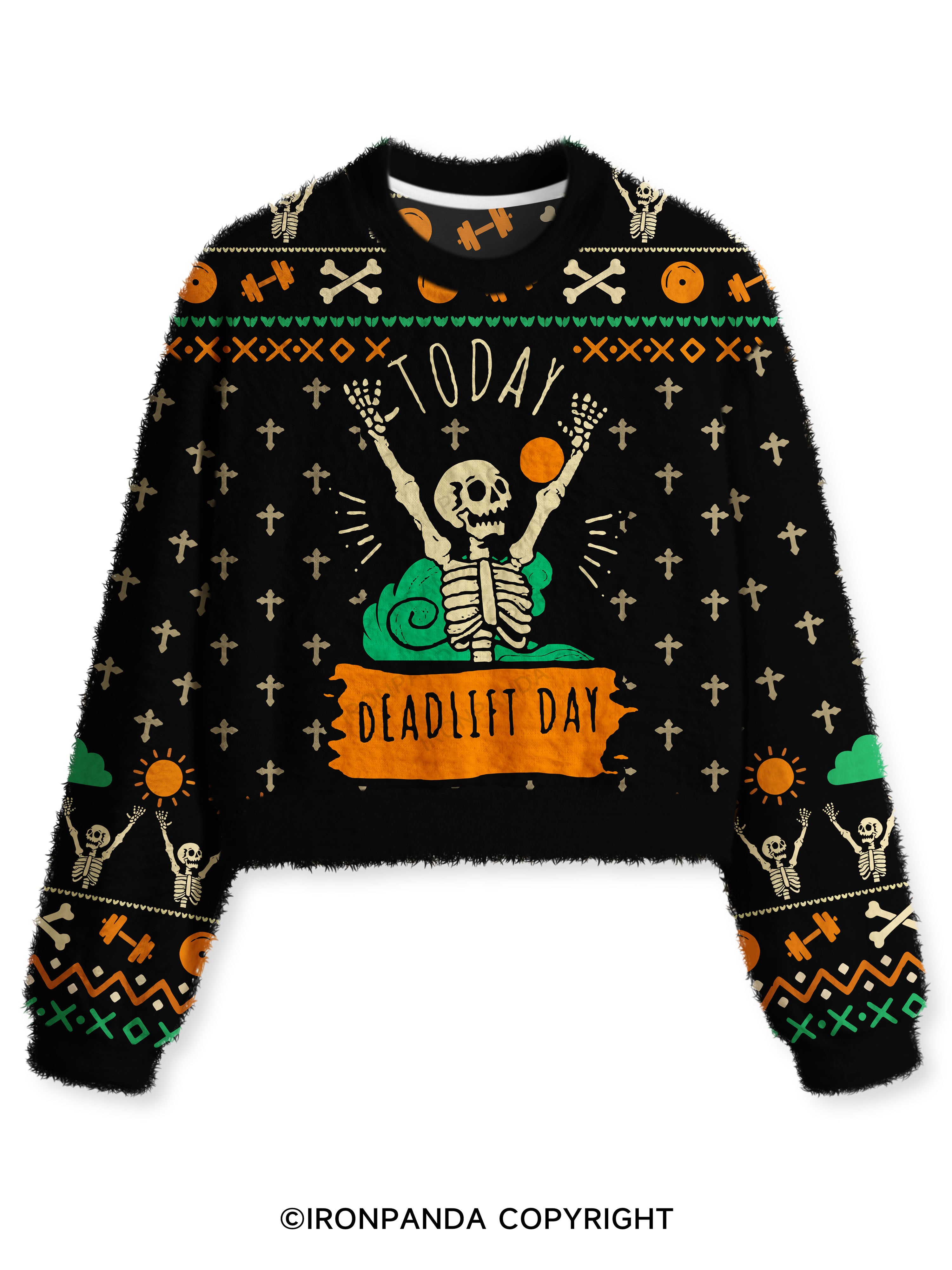 Today DeadLift Day Fuzzy Fleece Crop Sweater
