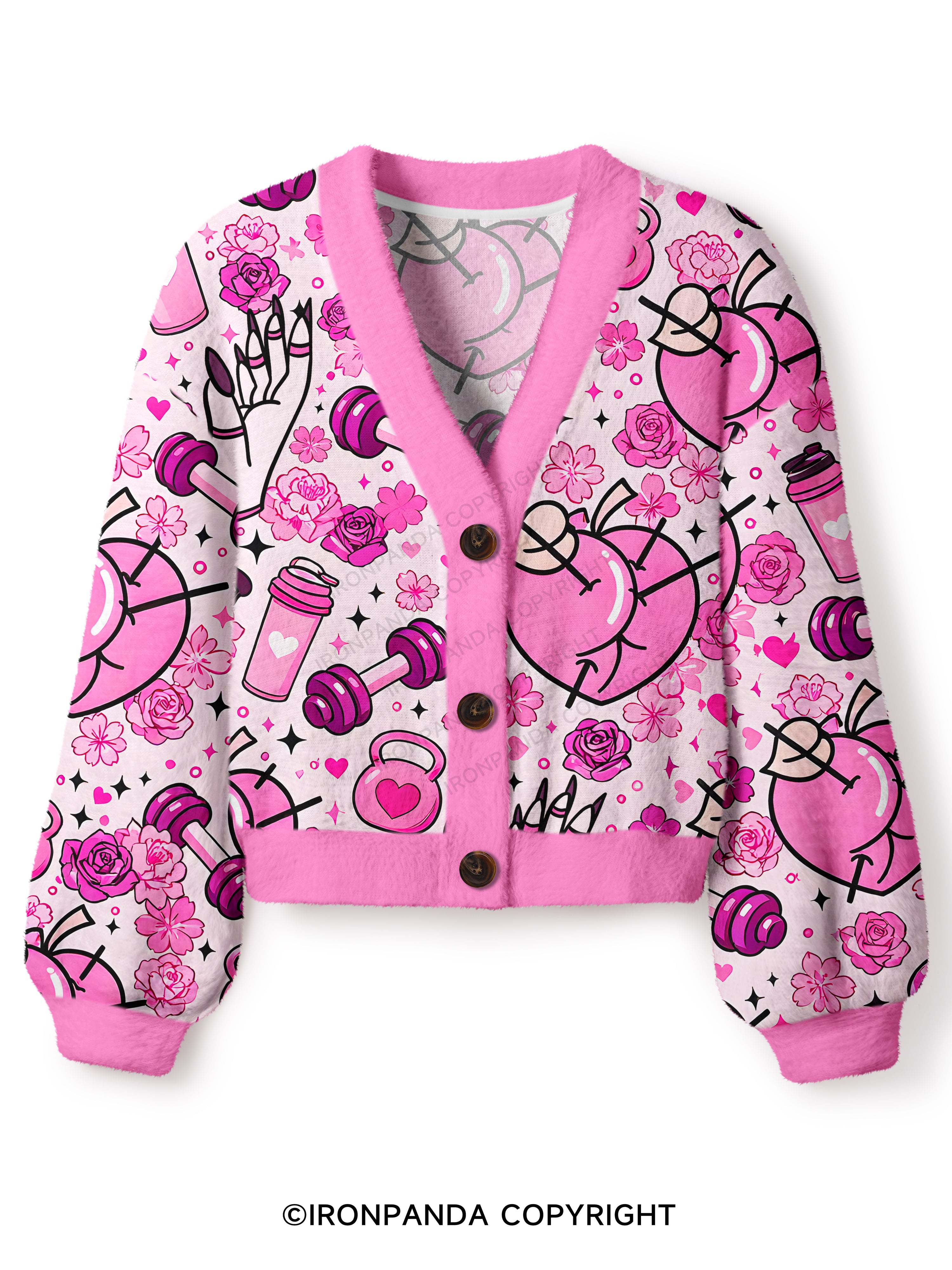 PEACHY VIBES GYM Crop Ugly Cardigan Sweater