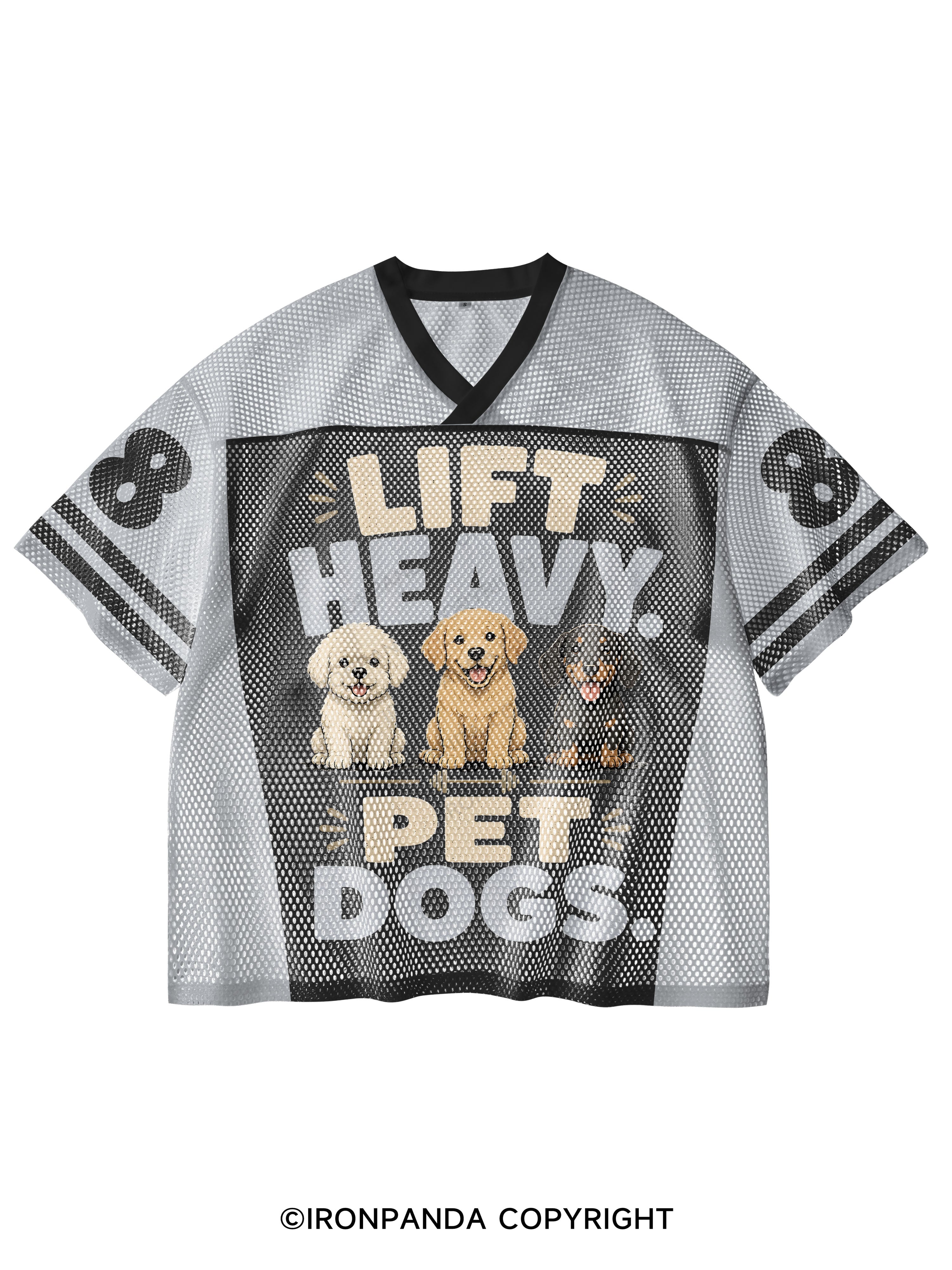 LIFT HEAVY PET DOGS FUNNY GYM V-Neck Open Hole Mesh Top