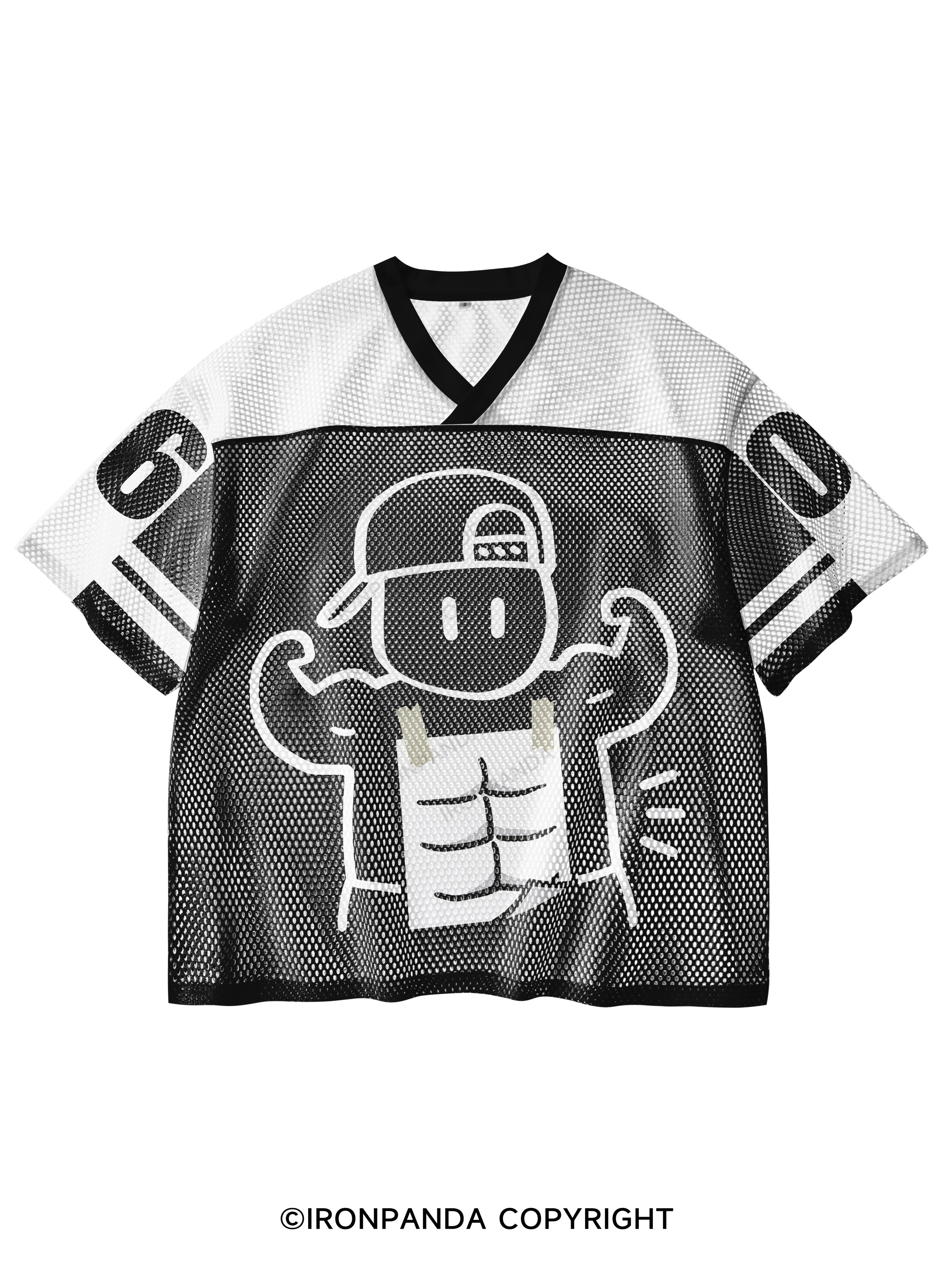 Look at my abs! V-Neck Open Hole Mesh Top