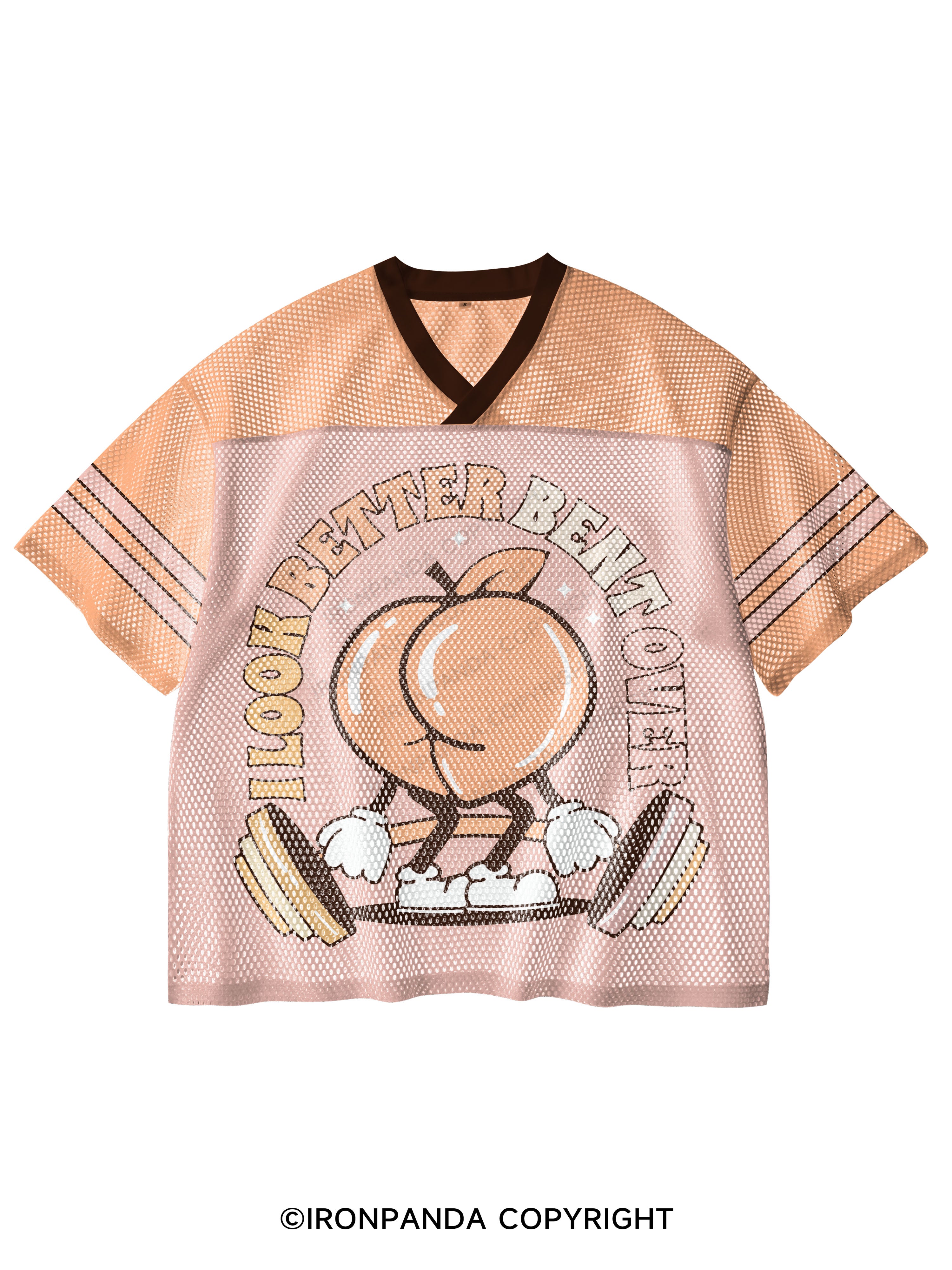 I LOOK BETTER BENT OVER V-Neck Open Hole Mesh Top