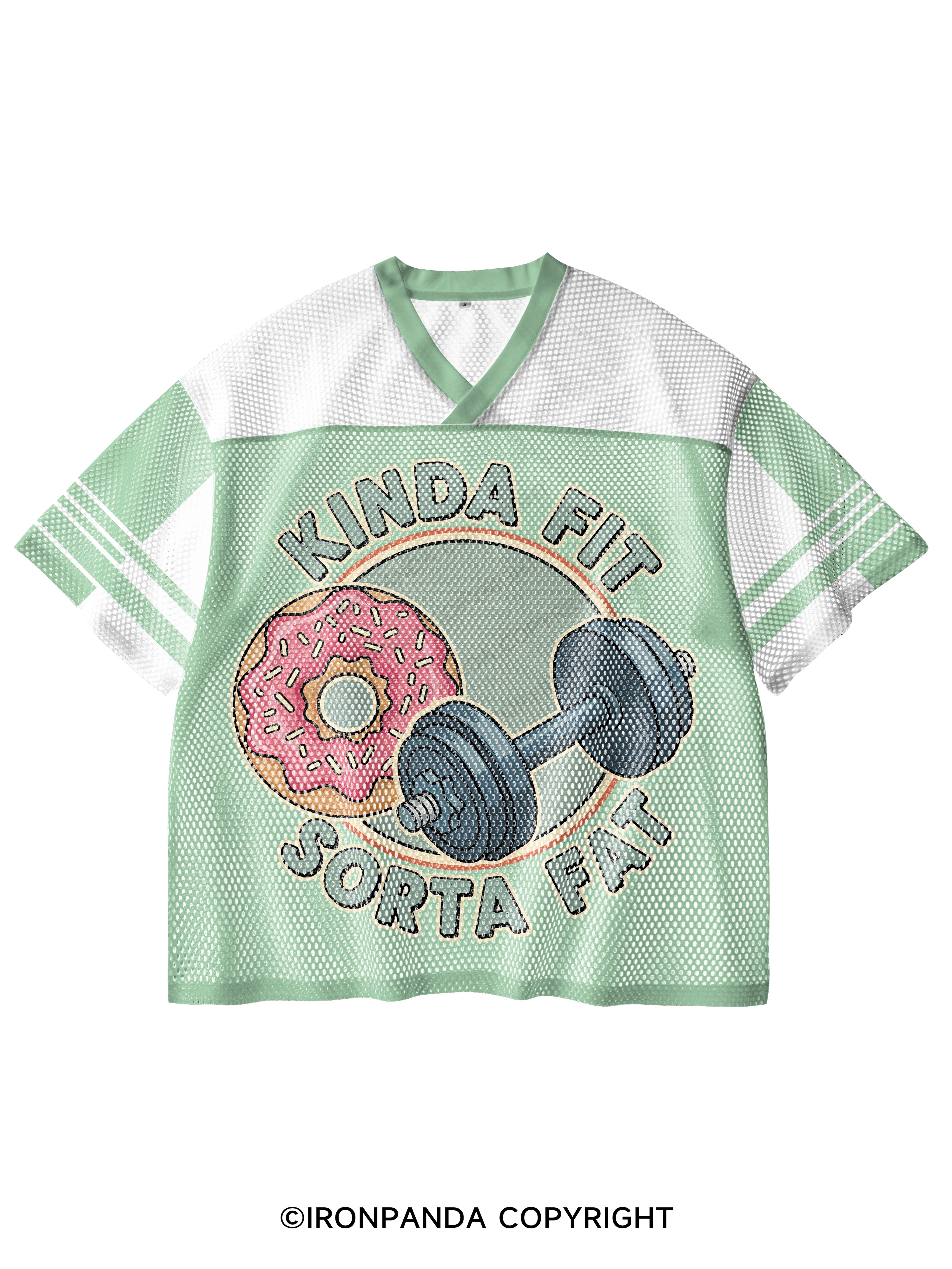 KINDA FIT SORTA FAT DOUNT V-Neck Open Hole Mesh Top