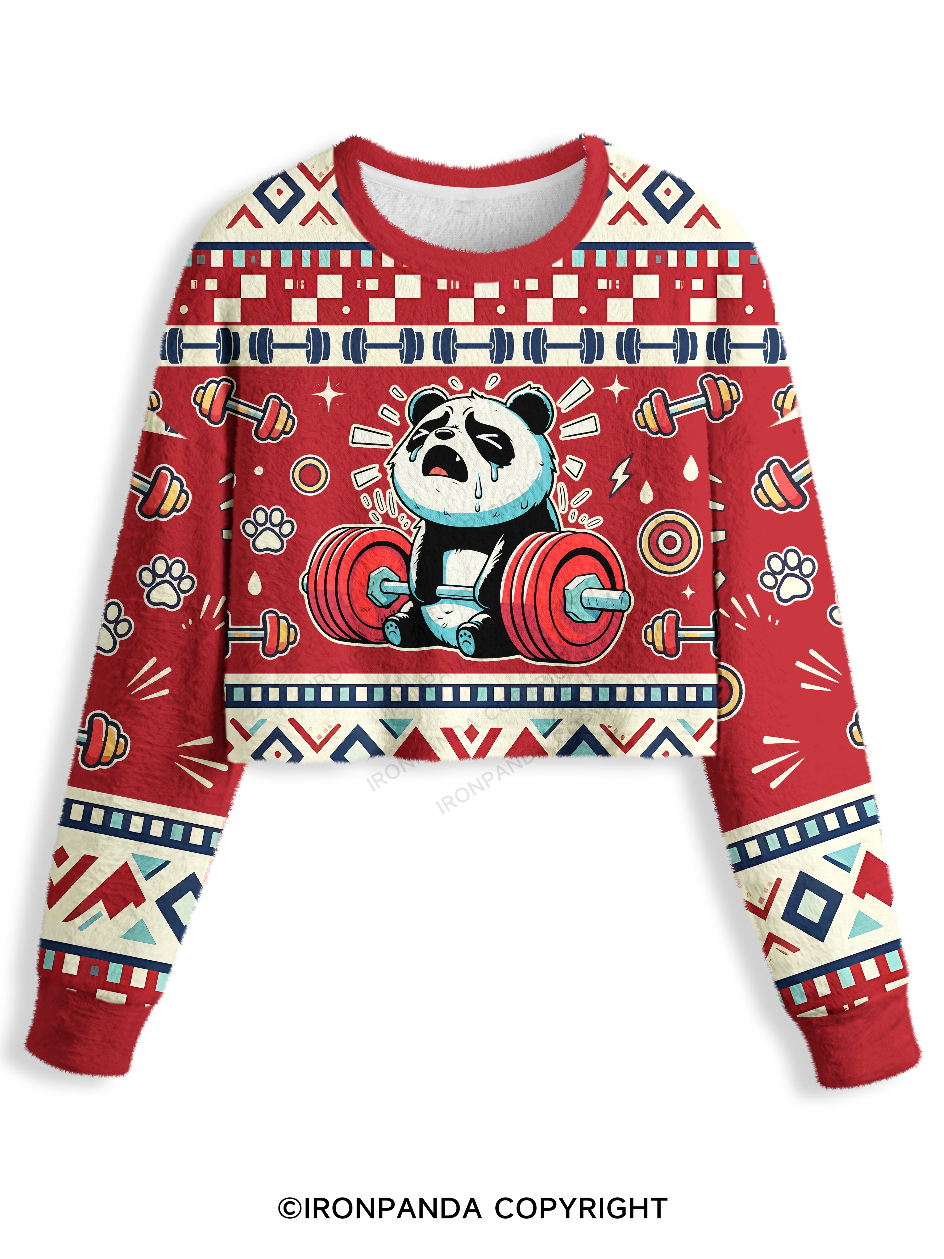 don't fart panda Crop Ugly Sweater