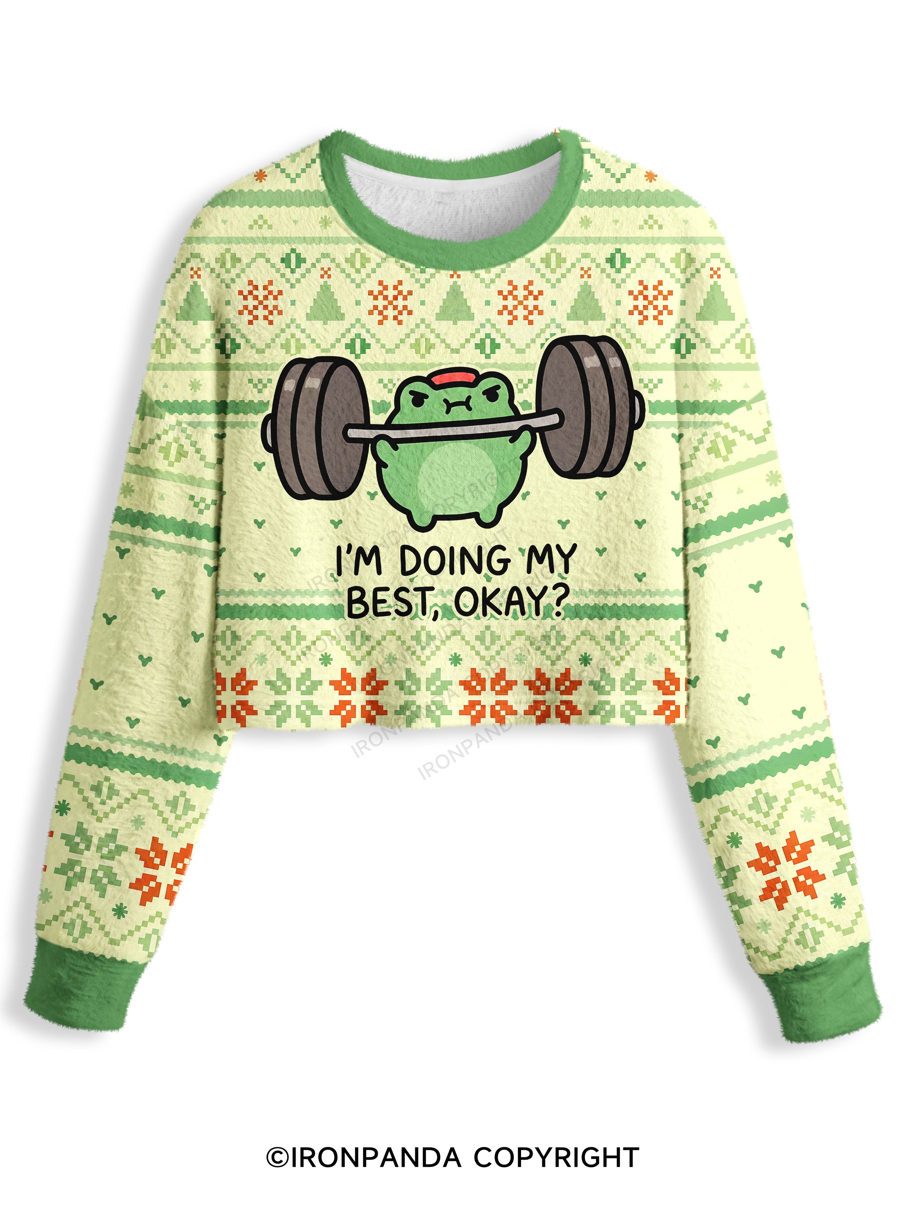 I'M DOING MY BEST, OKAY？Crop Ugly Sweater