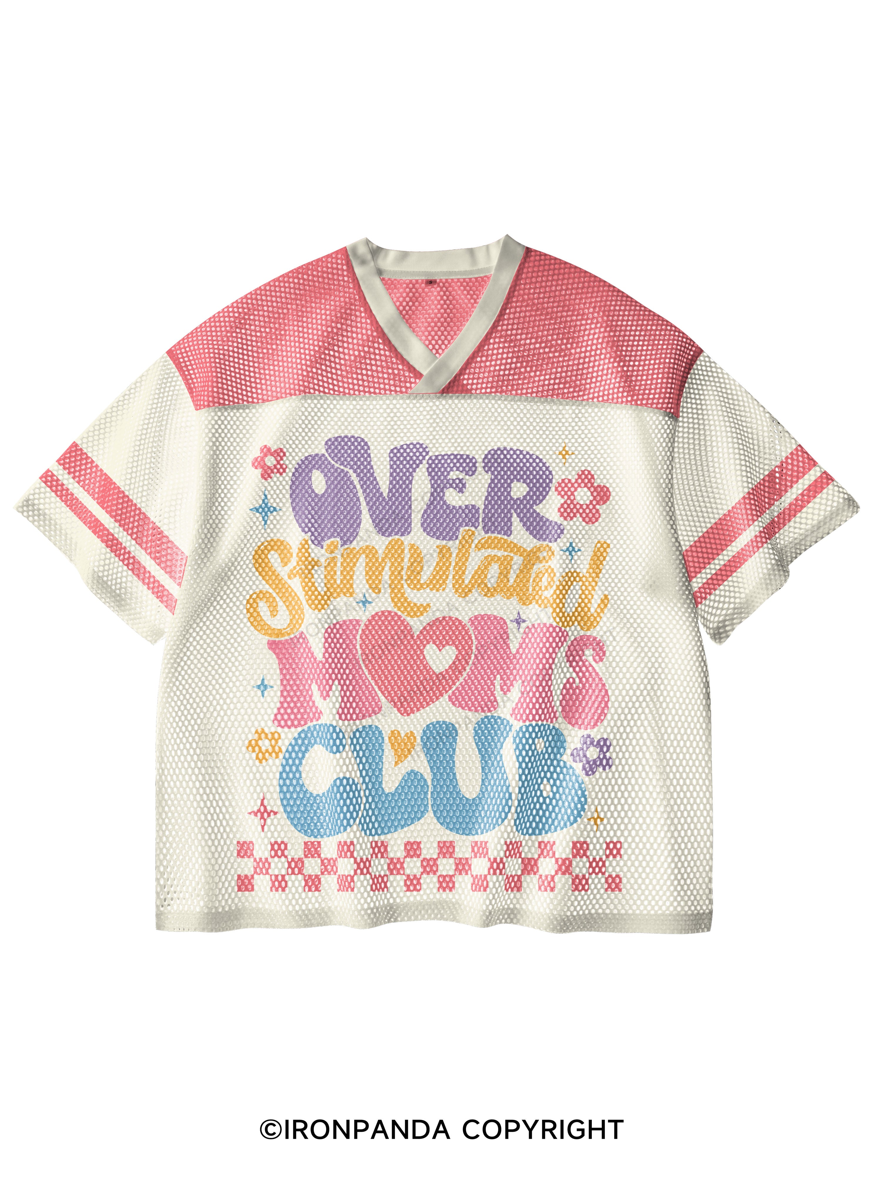OVER STIMULATED MOMS CLUB GYM V-Neck Open Hole Mesh Top