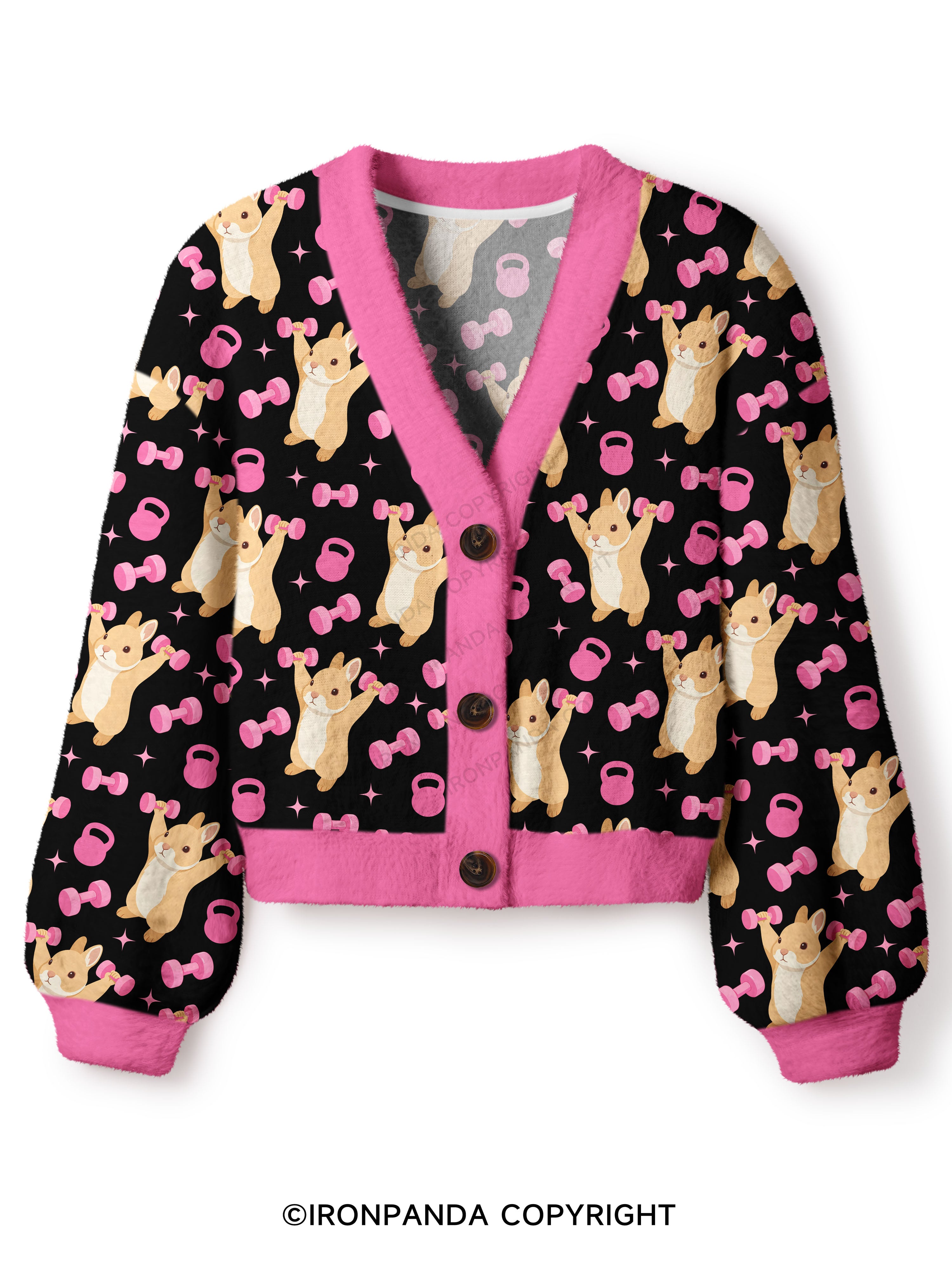 I AM A STRONG BUNNY Crop Ugly Cardigan Sweater