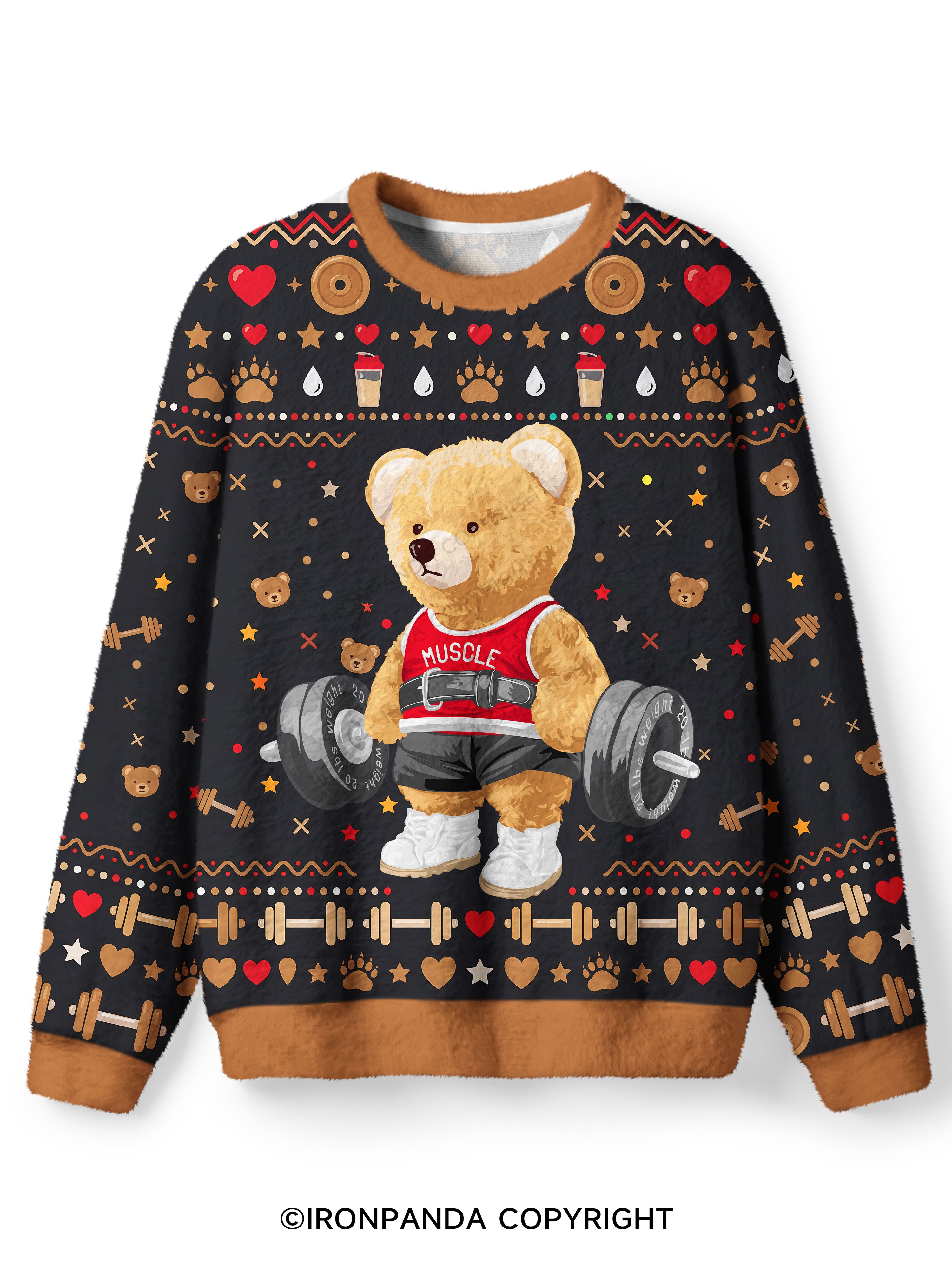Exercise Bear Ugly Fuzzy Fleece Sweater