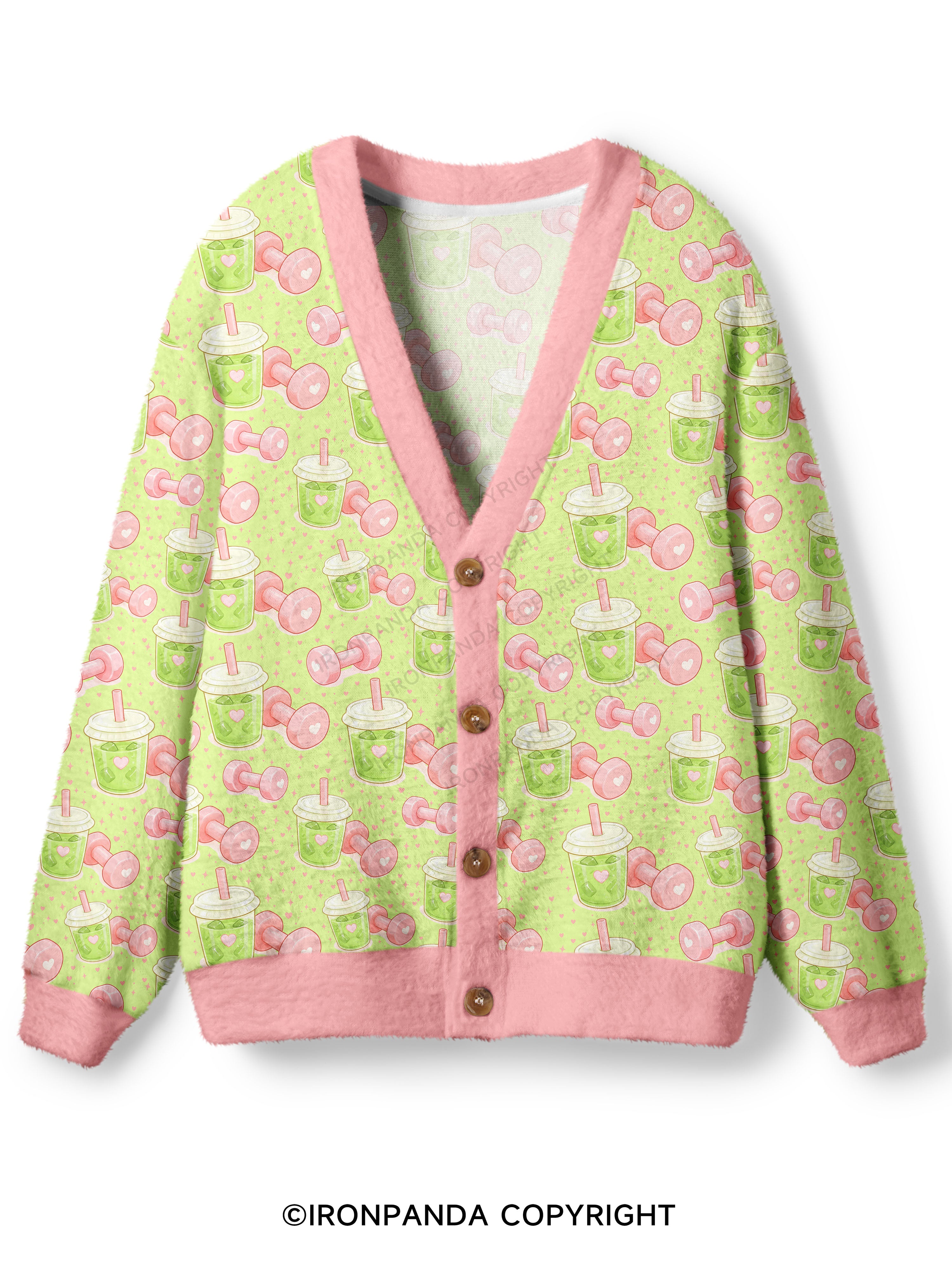 MATCHA & DUMBBELLS Ugly Cardigan Sweater