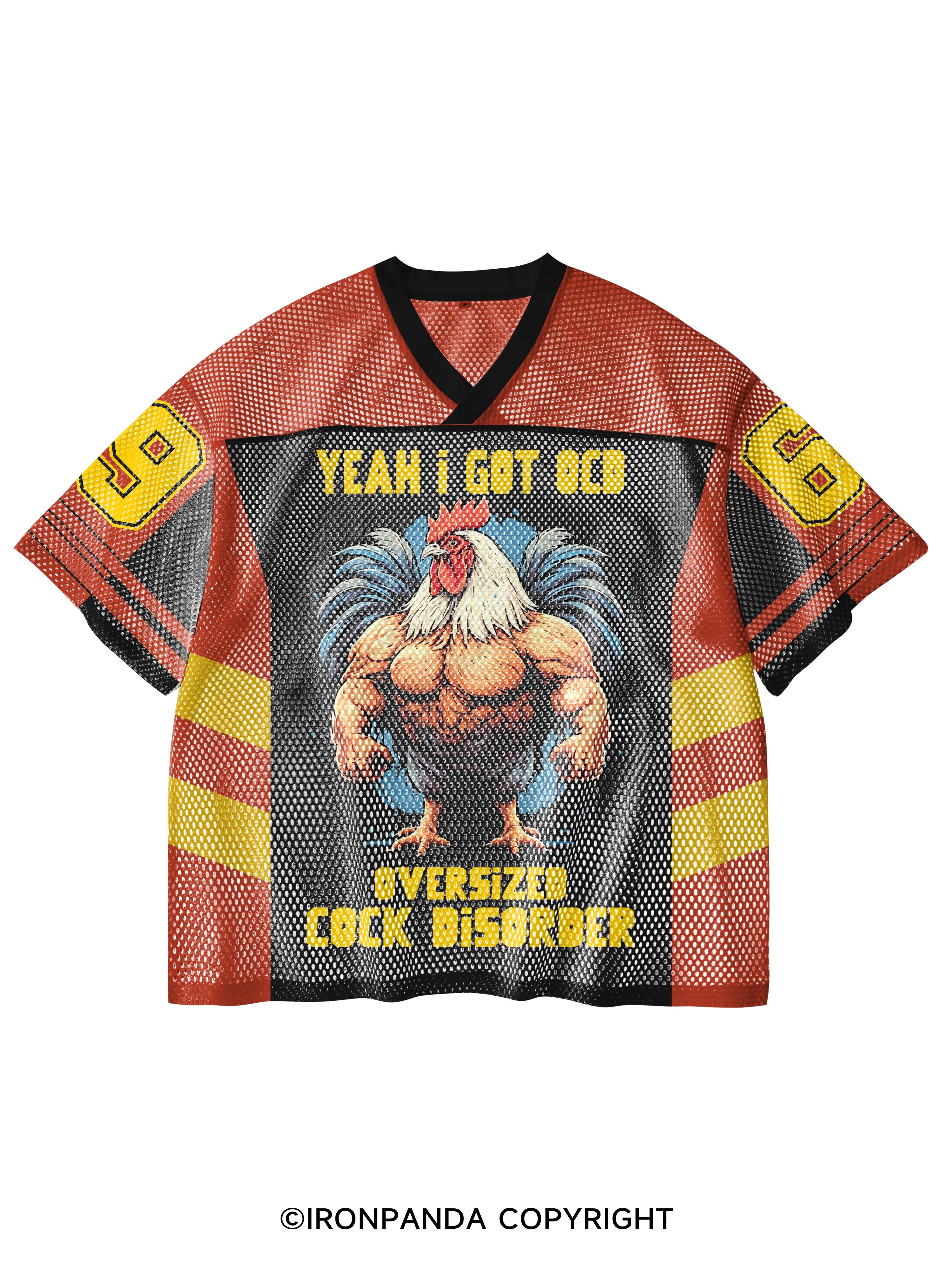 Yeah I got OCD, oversized cock disorder V-Neck Open Hole Mesh Top