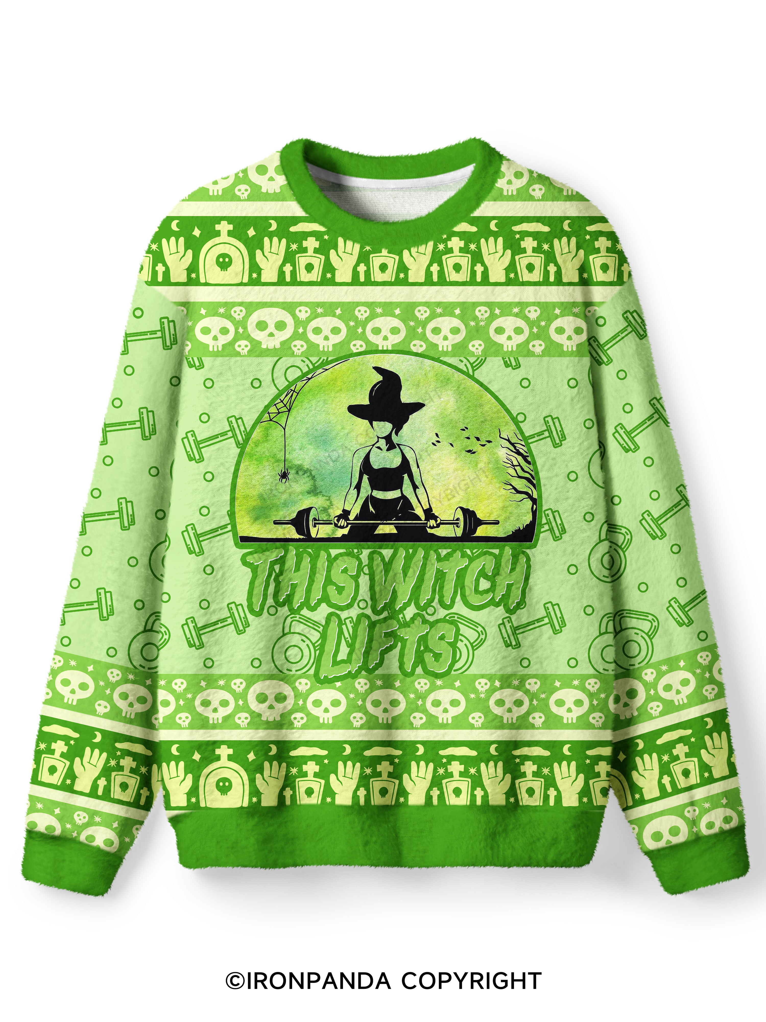 THIS WITCH LIFTS WORKOUT Ugly Fuzzy Fleece Sweater