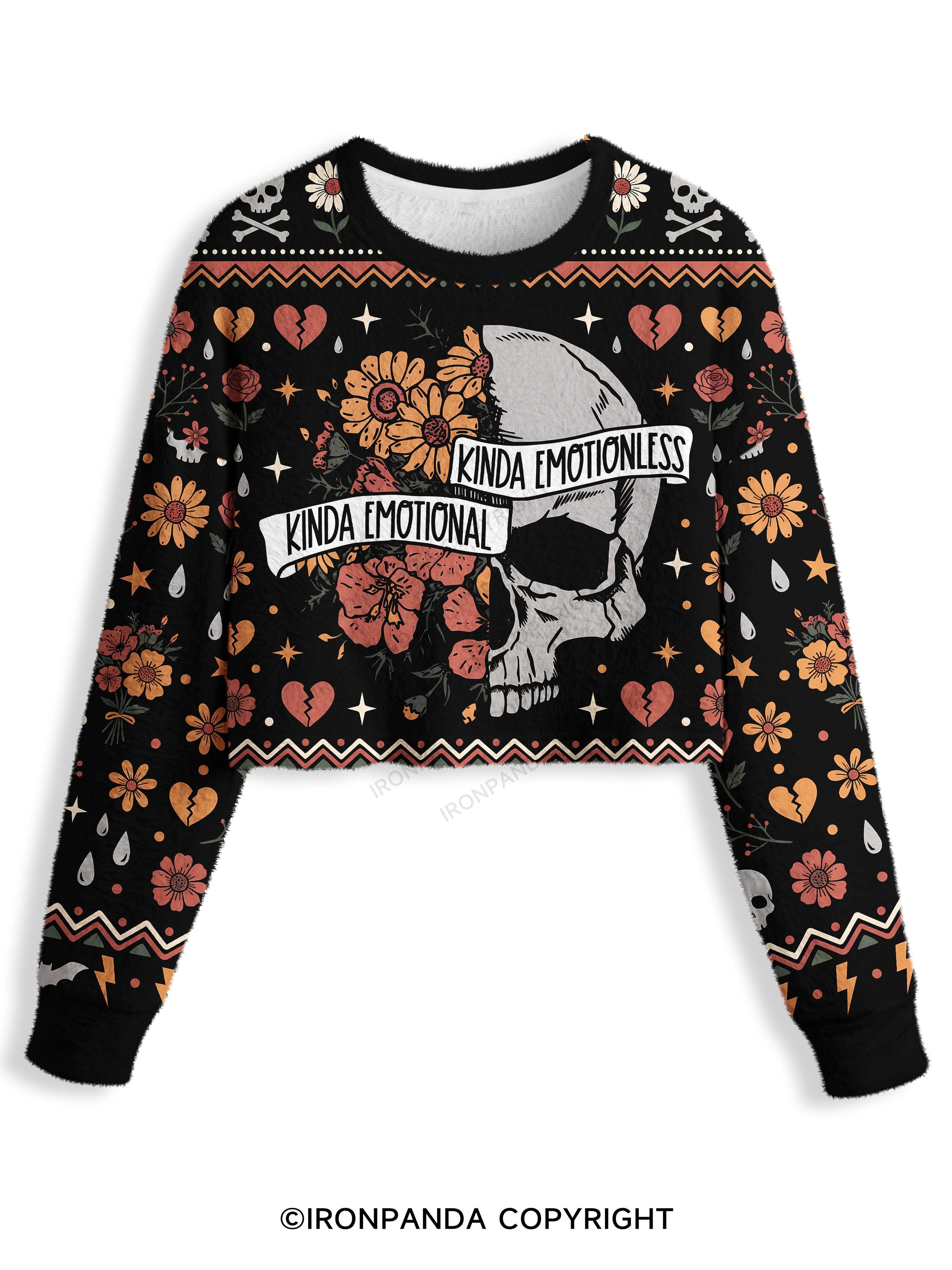 KINDA EMOTIONAL KINDA EMOTIONLESS Crop Ugly Sweater
