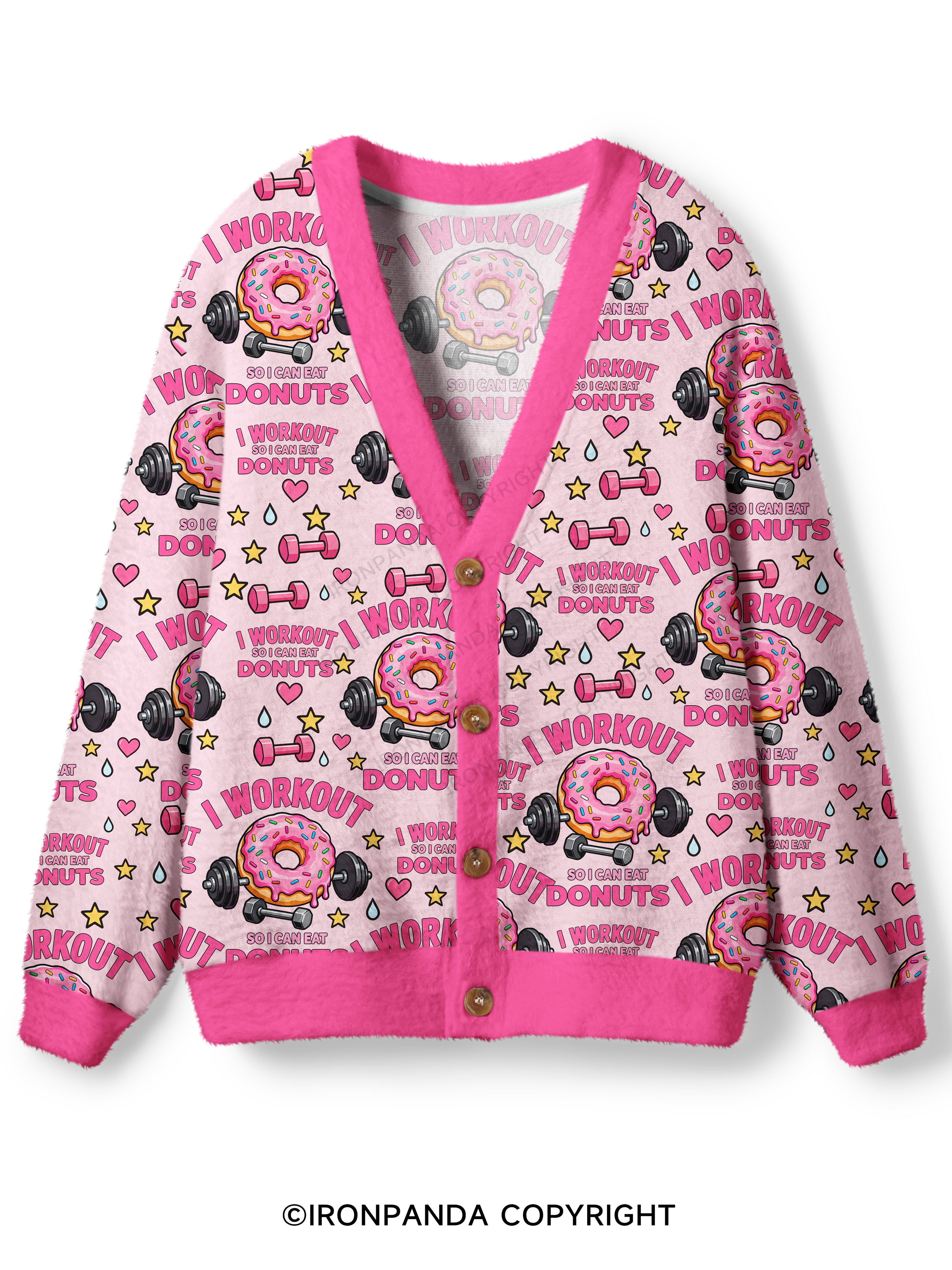 I Workout So I Can Eat Donuts Ugly Cardigan Sweater