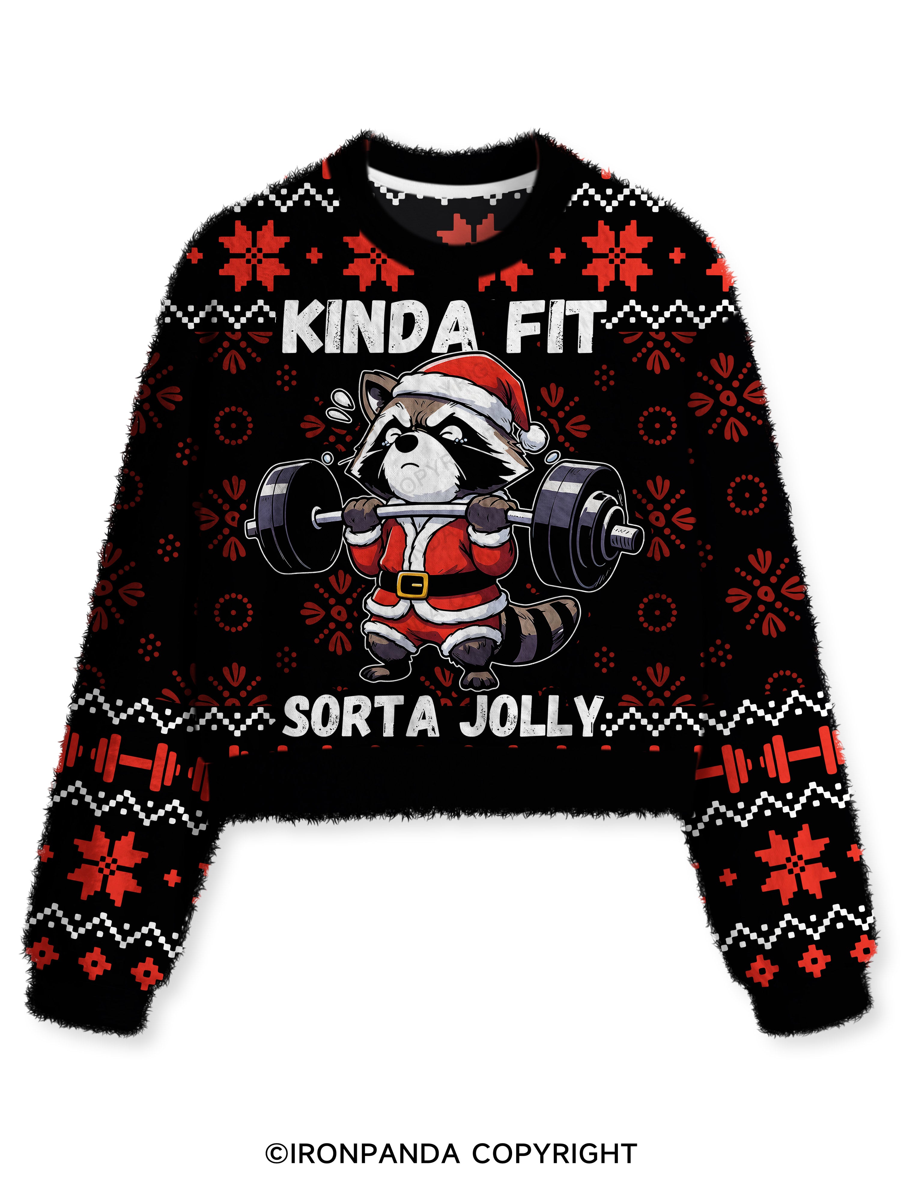 KINDA FIT, SORTA JOLLY Fuzzy Fleece Crop Sweater