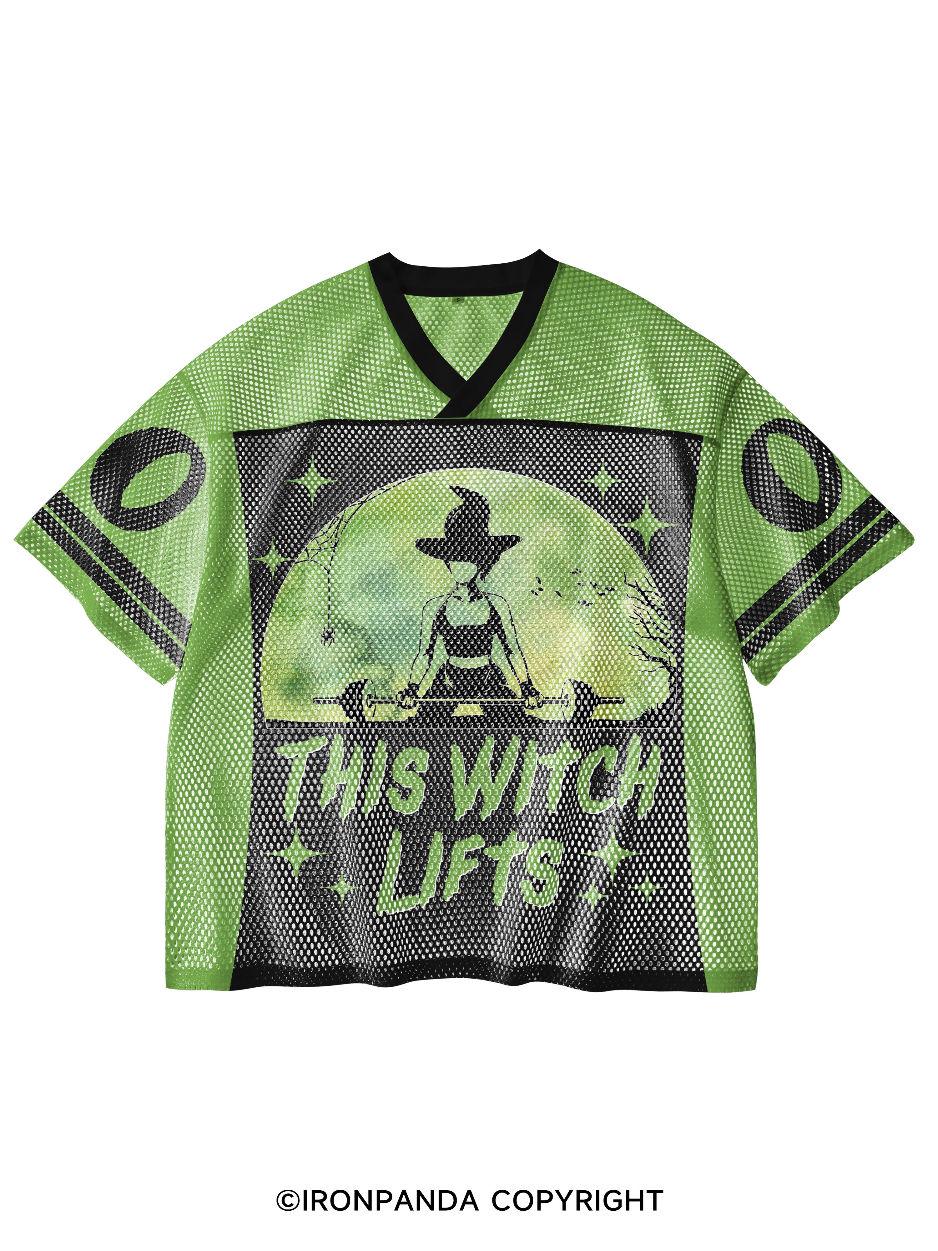 THIS WITCH LIFTS GYM V-Neck Open Hole Mesh Top