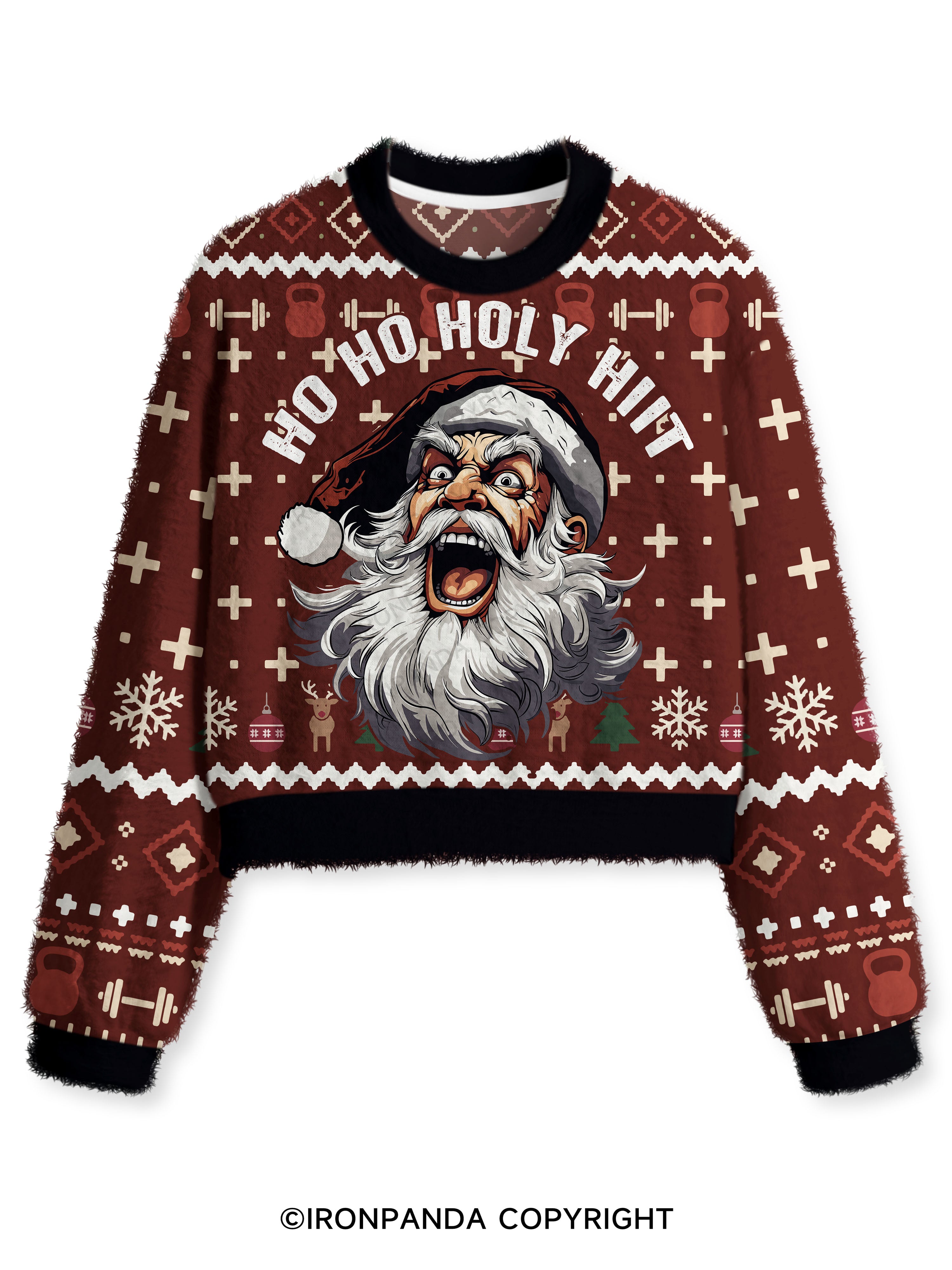 HO HO HOLY HIIT Fuzzy Fleece Crop Sweater
