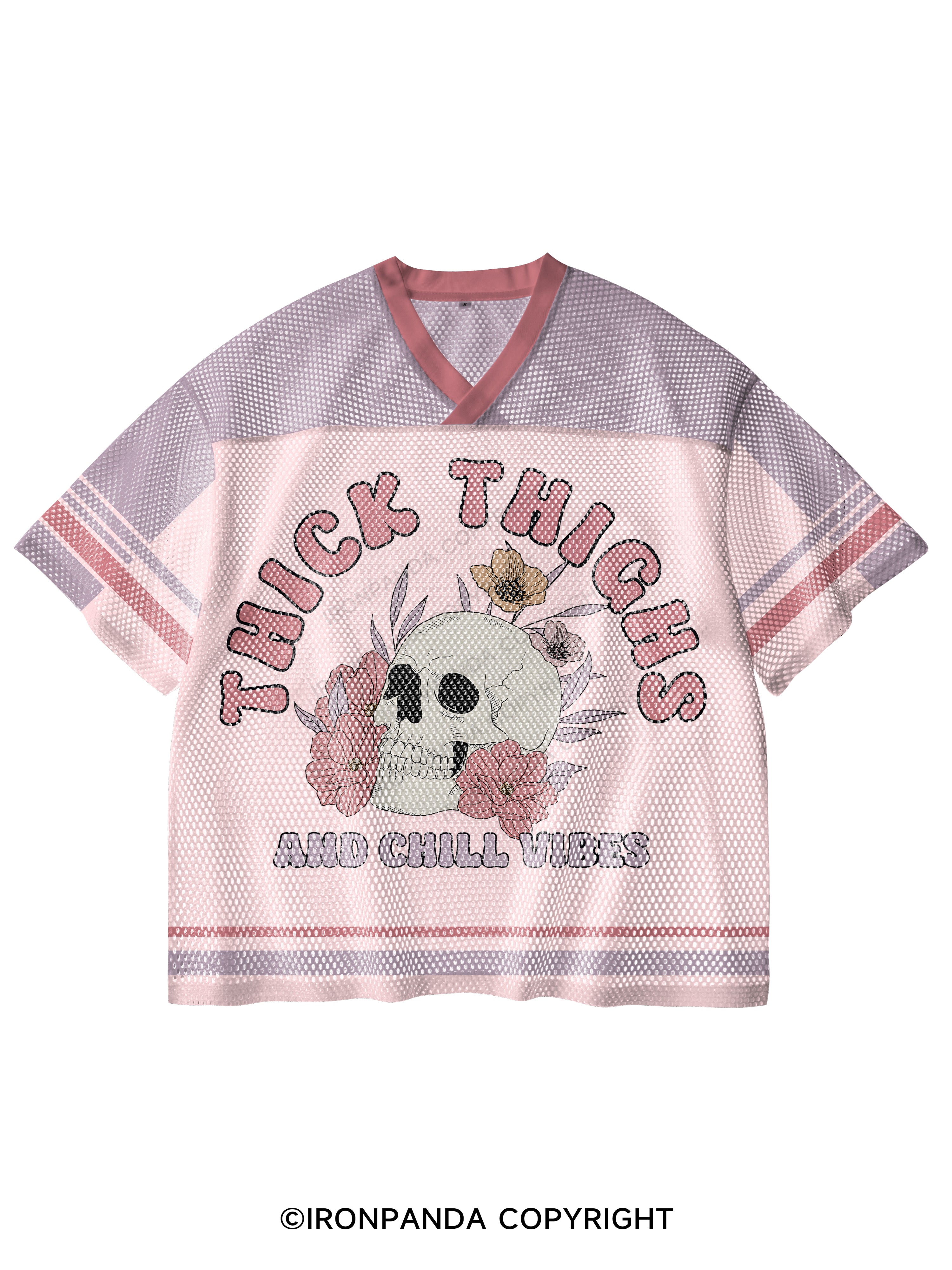 Thick Thighs V-Neck Open Hole Mesh Top
