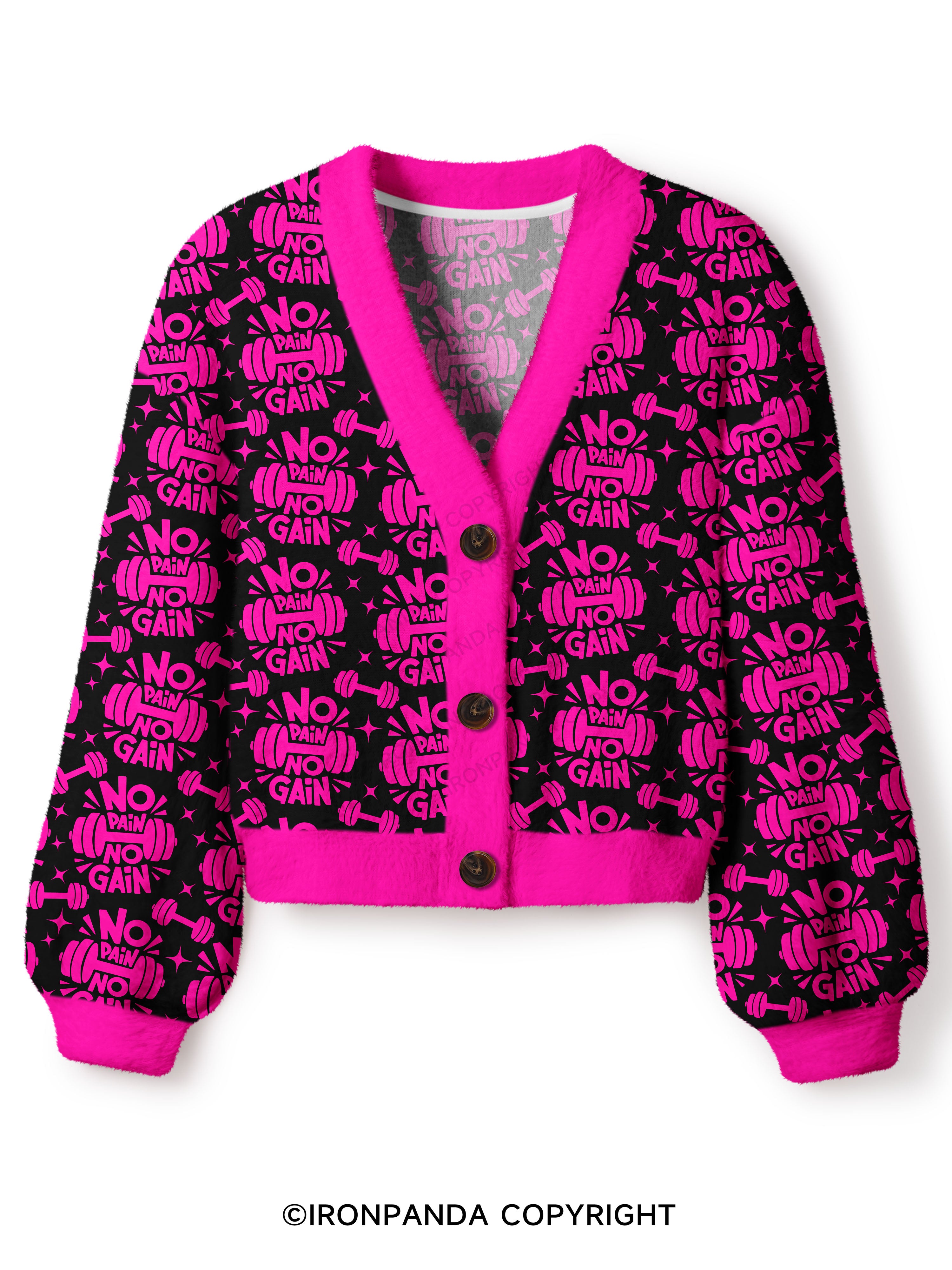 No Pain No Gain Crop Ugly Cardigan Sweater