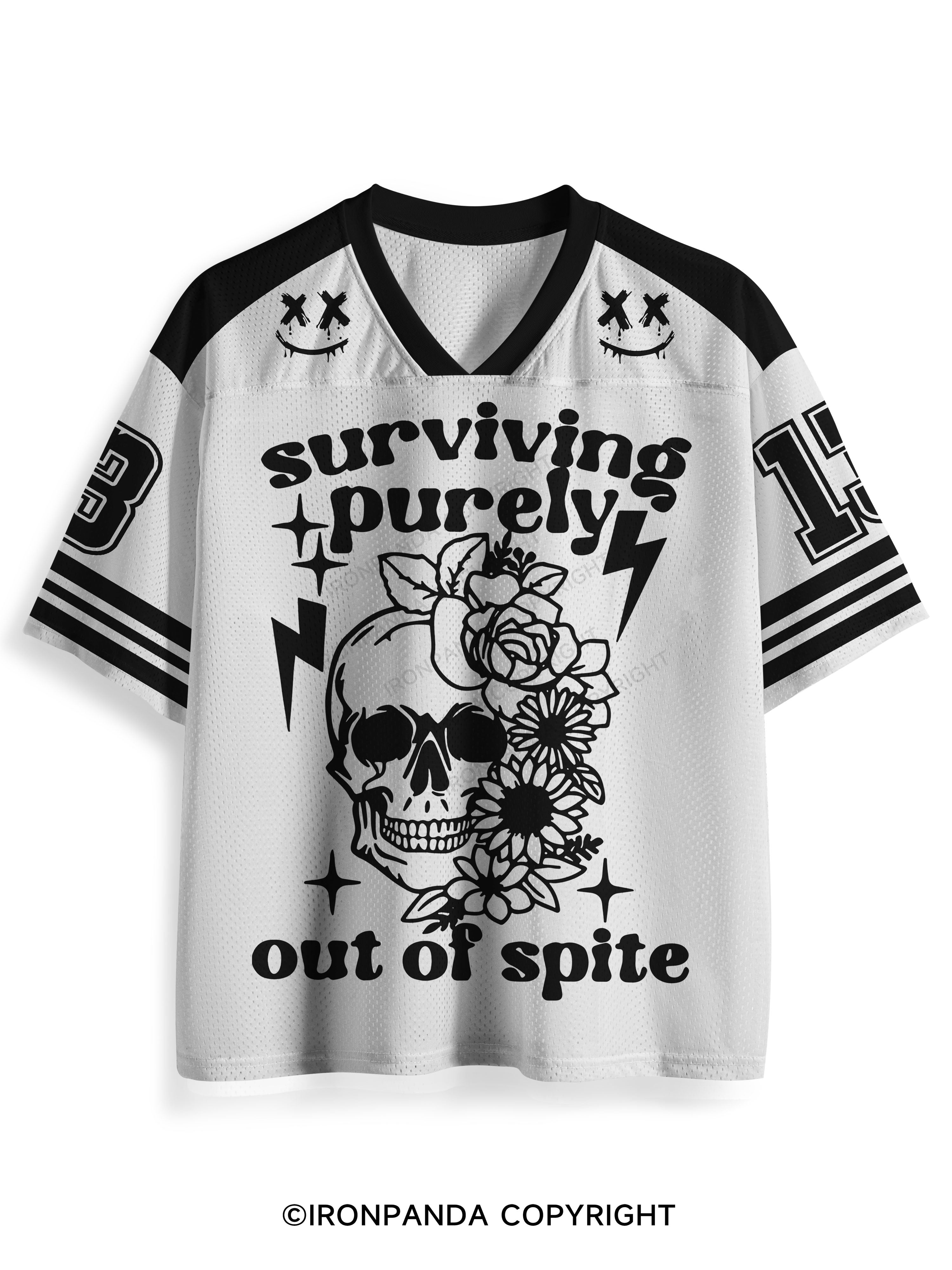 SURVIVING PURELY OUT OF SPITE FUNNY SKULL Mesh Jersey