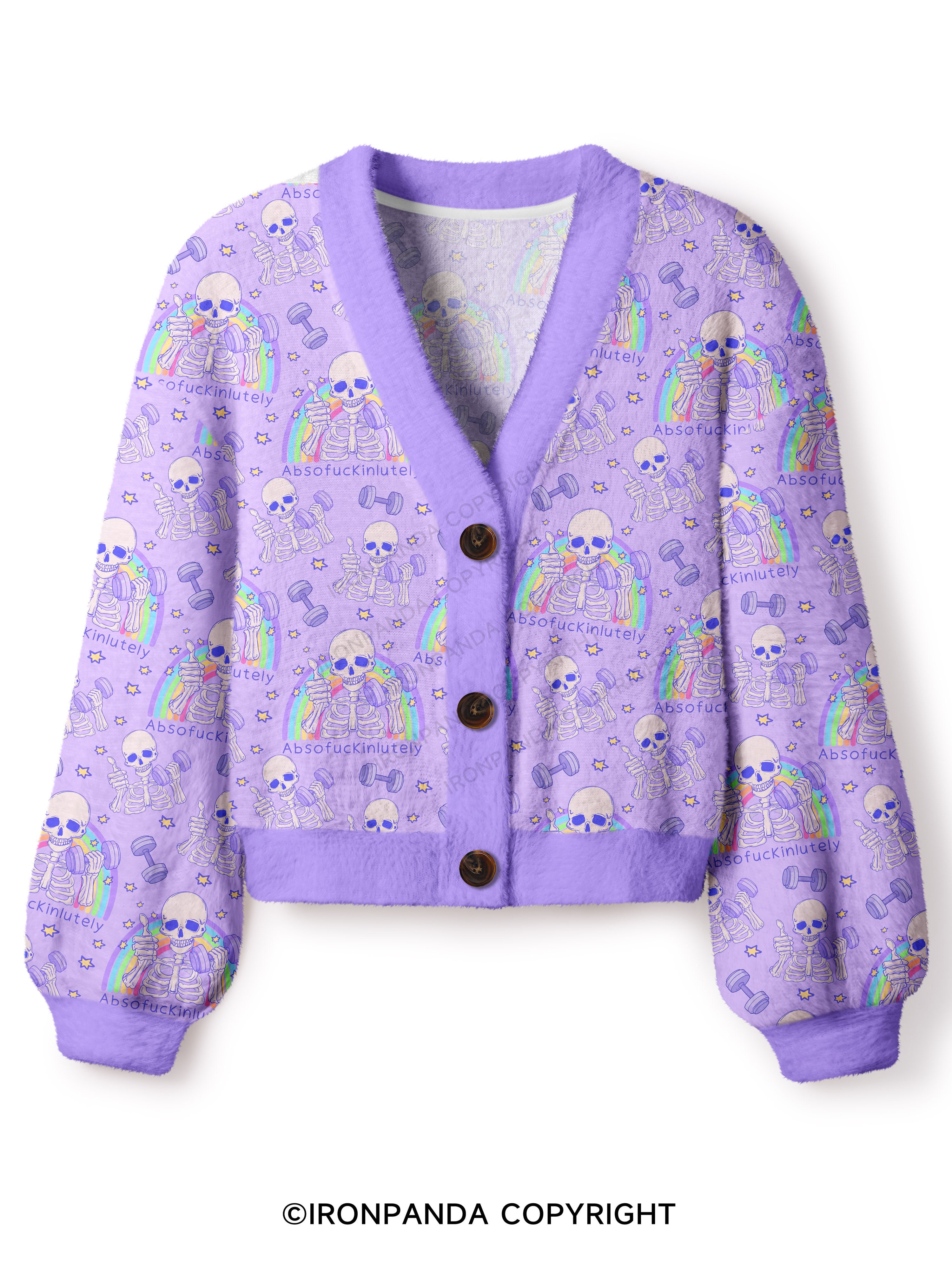 ABSOFUCKINLUTELY GYM SKELETON Crop Ugly Cardigan Sweater