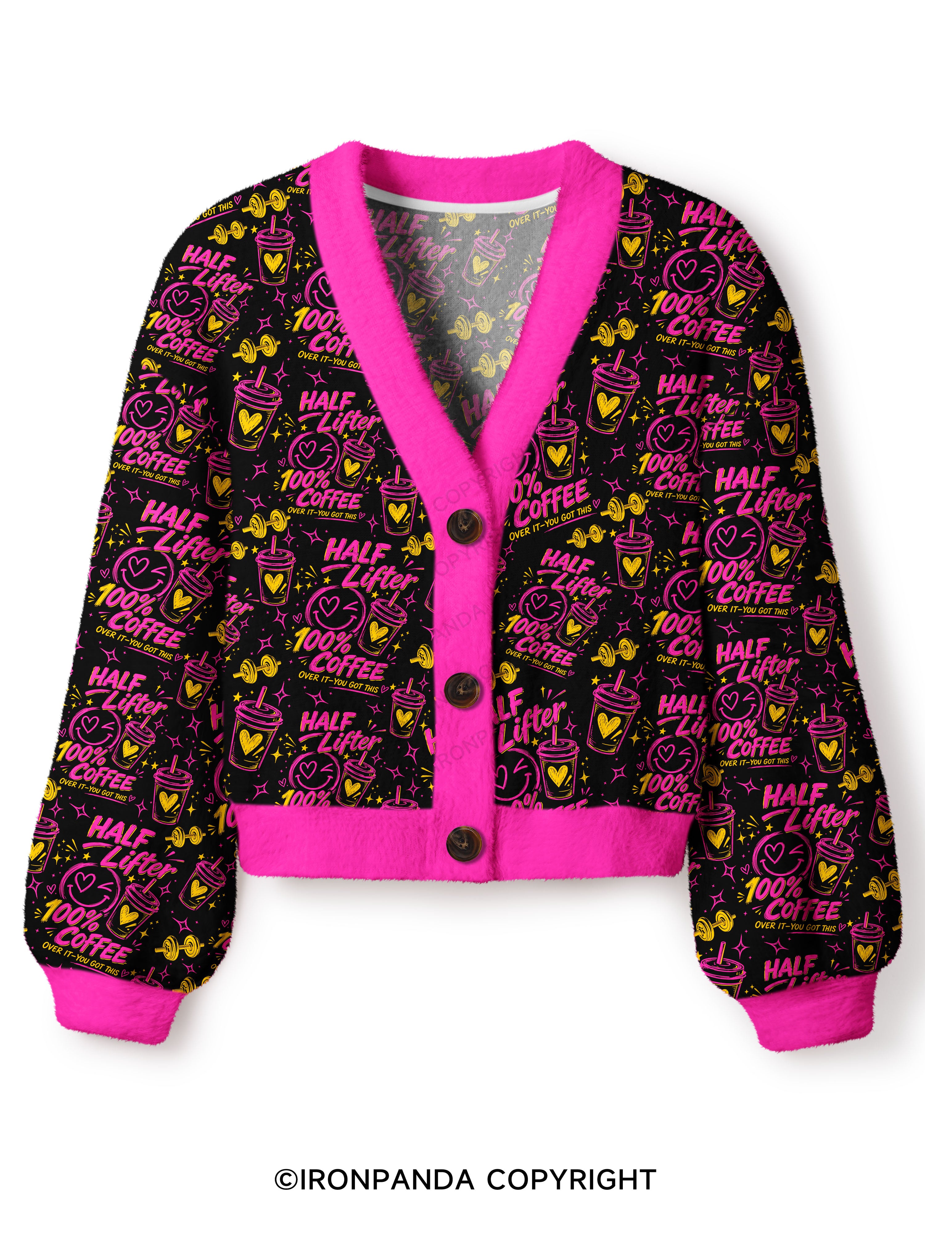 HALF LIFTER 100% COFFEE OVER IT YOU GOT THIS Crop Ugly Cardigan Sweater