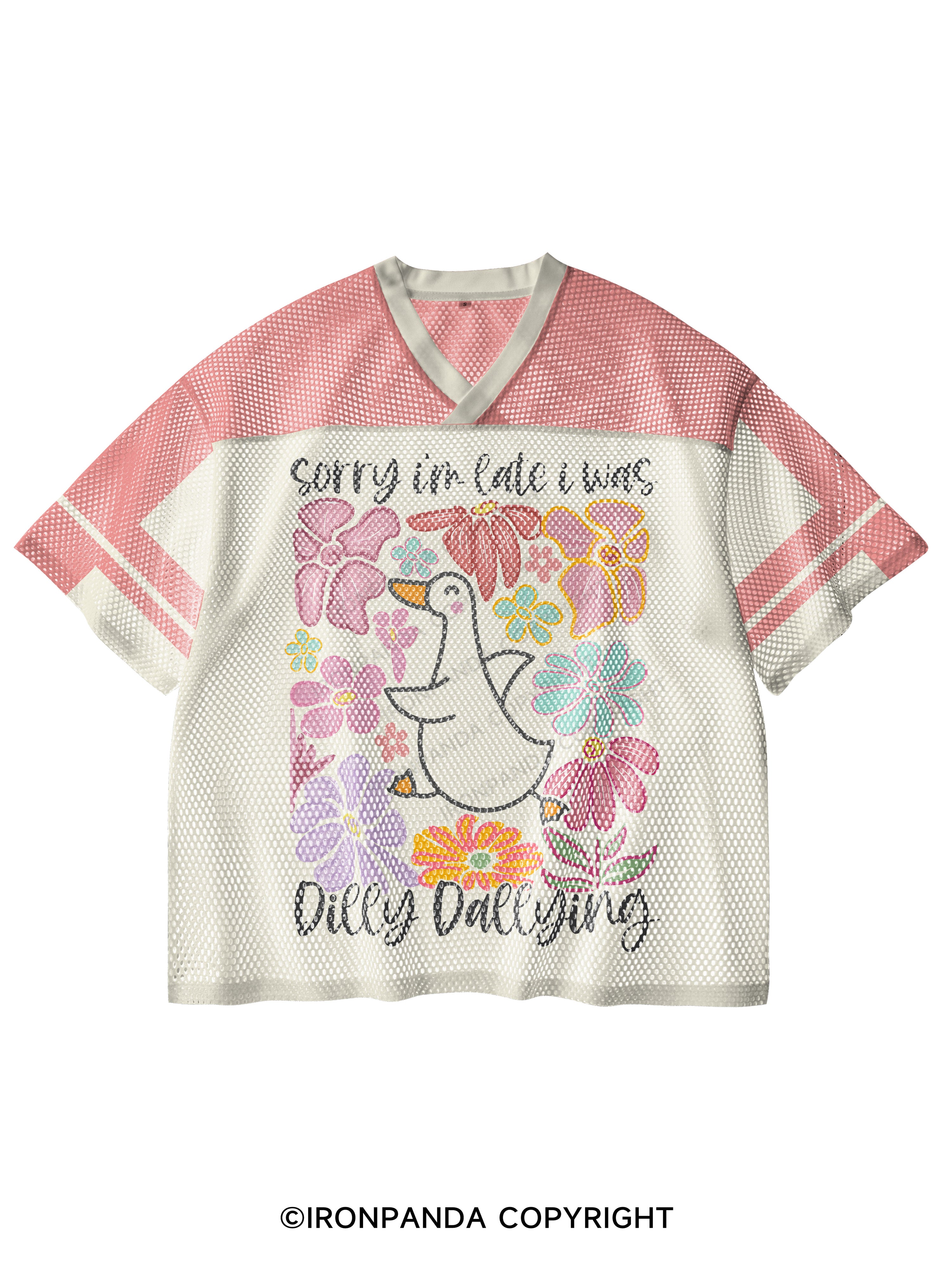 Sorry I'm late I was dilly dallying V-Neck Open Hole Mesh Top