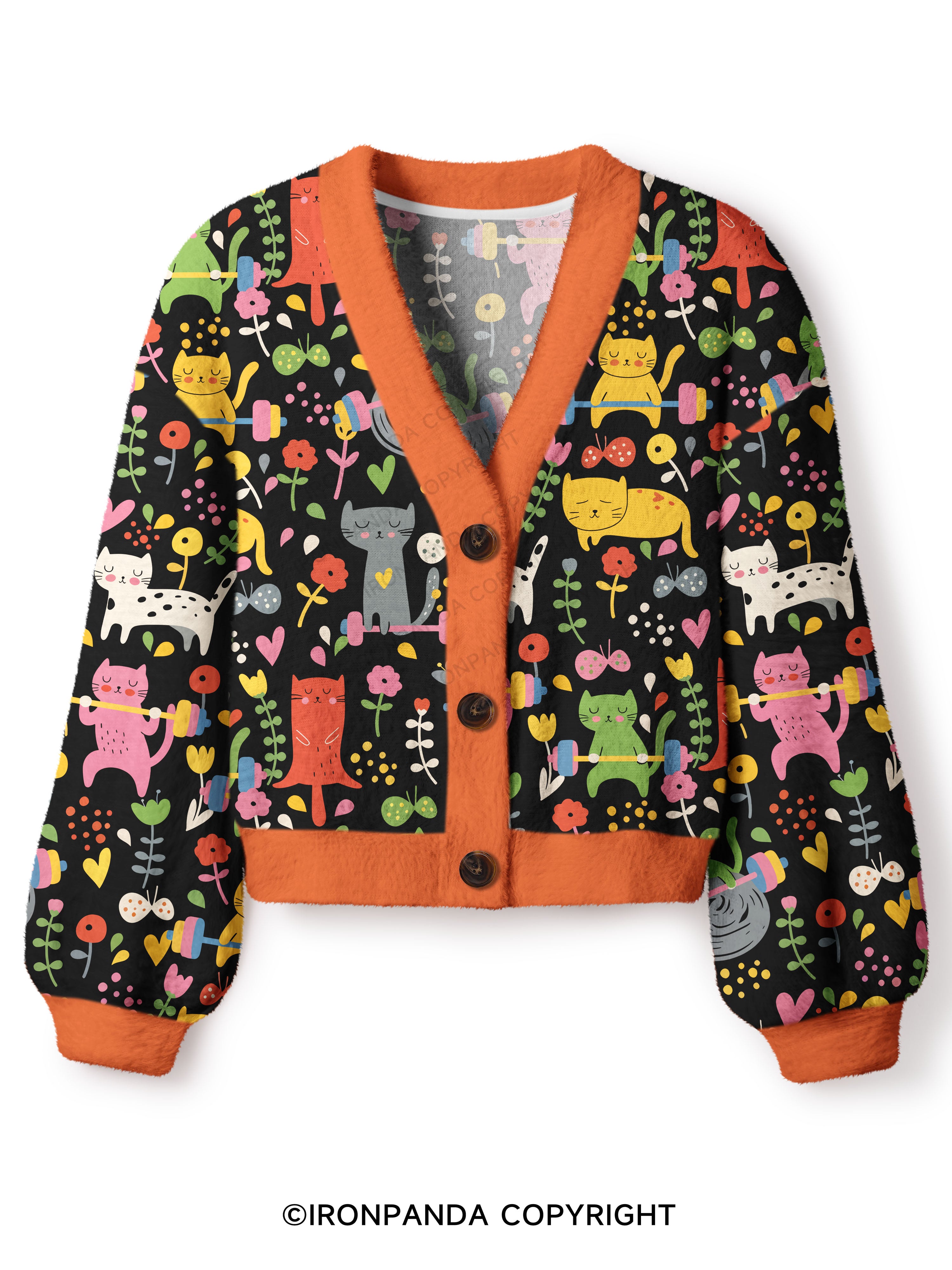 Cats Lift Heavy Crop Ugly Cardigan Sweater