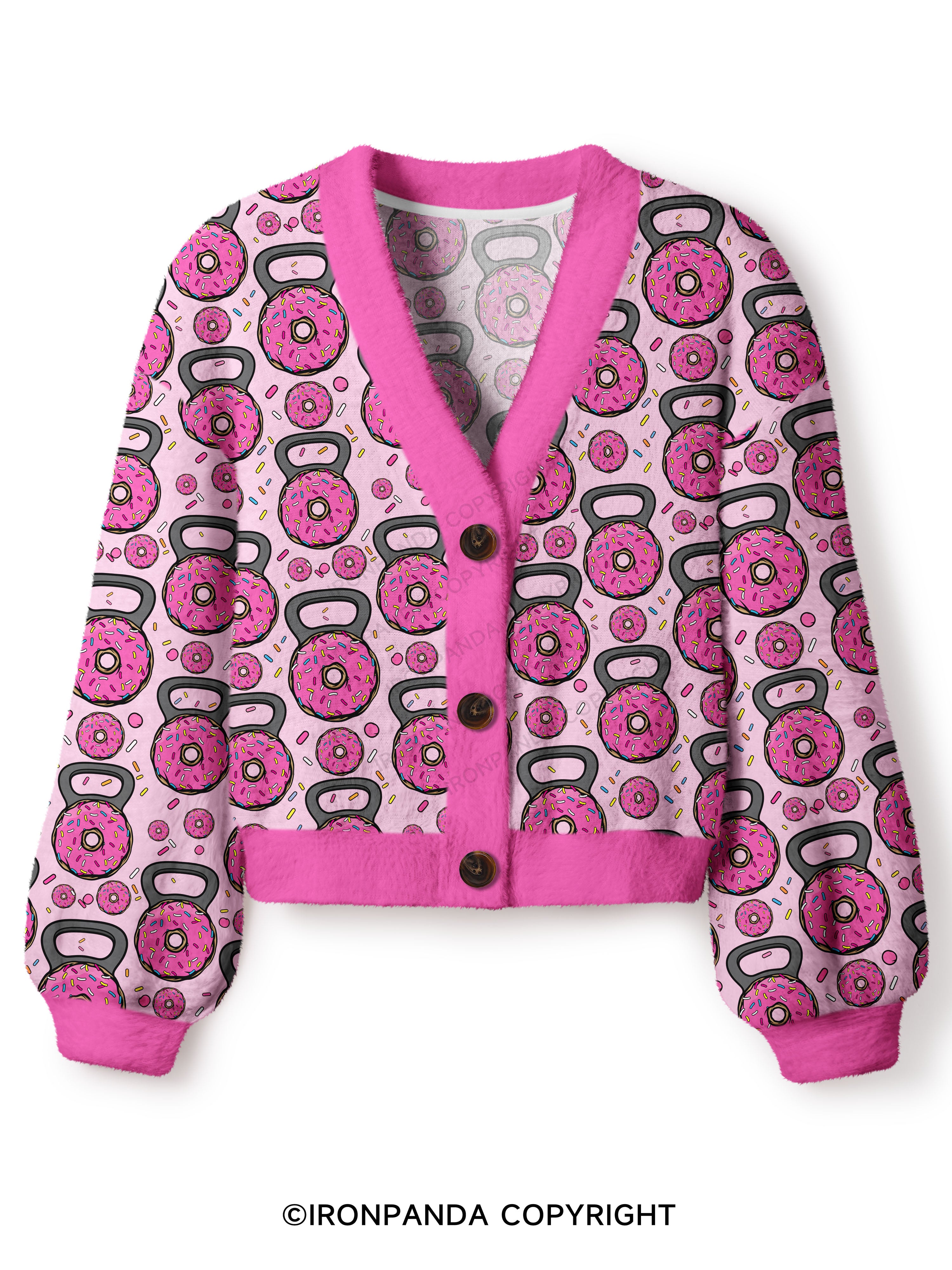 DONUT BARBELL GYM Crop Ugly Cardigan Sweater