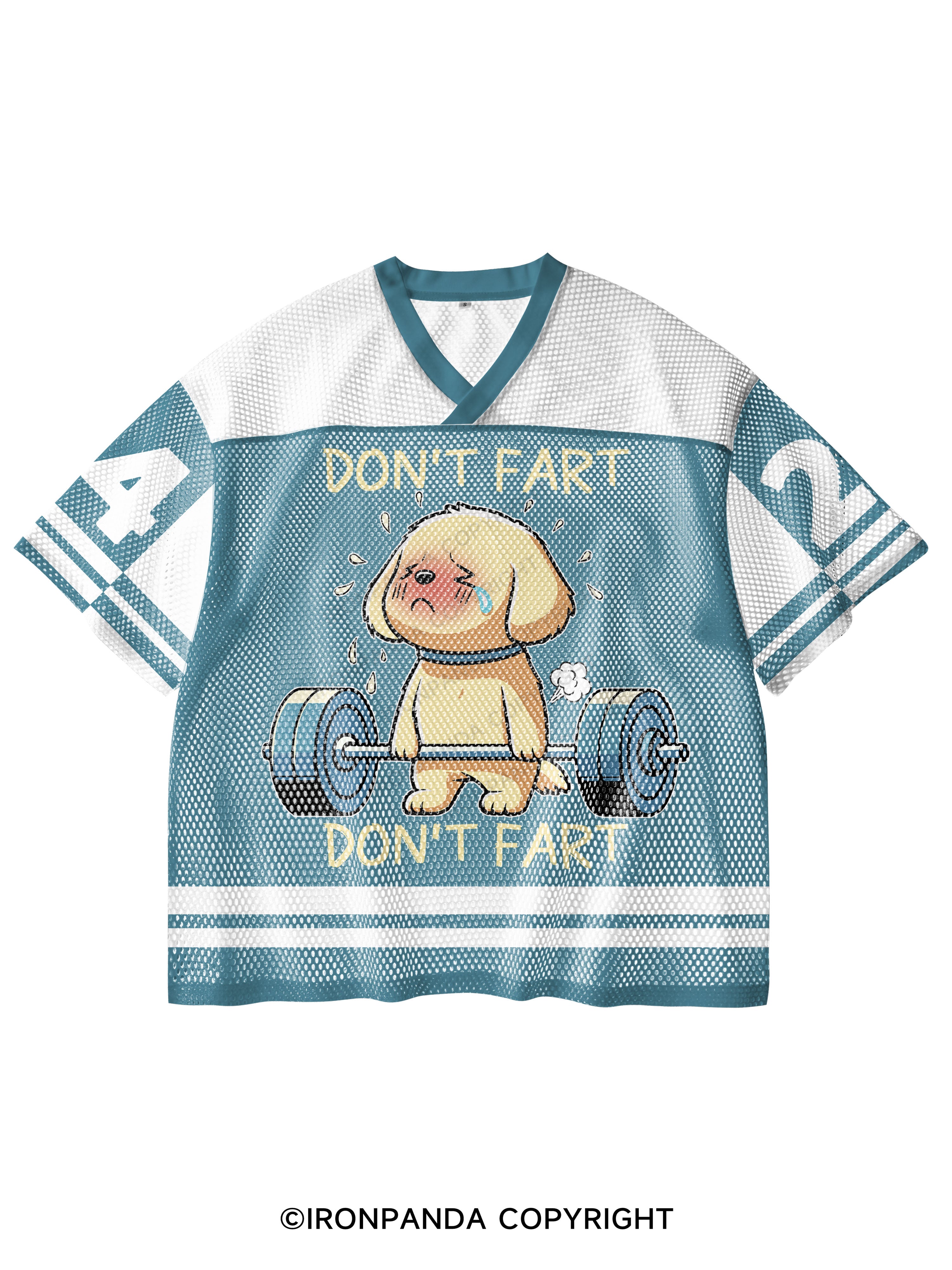 don't fart V-Neck Open Hole Mesh Top
