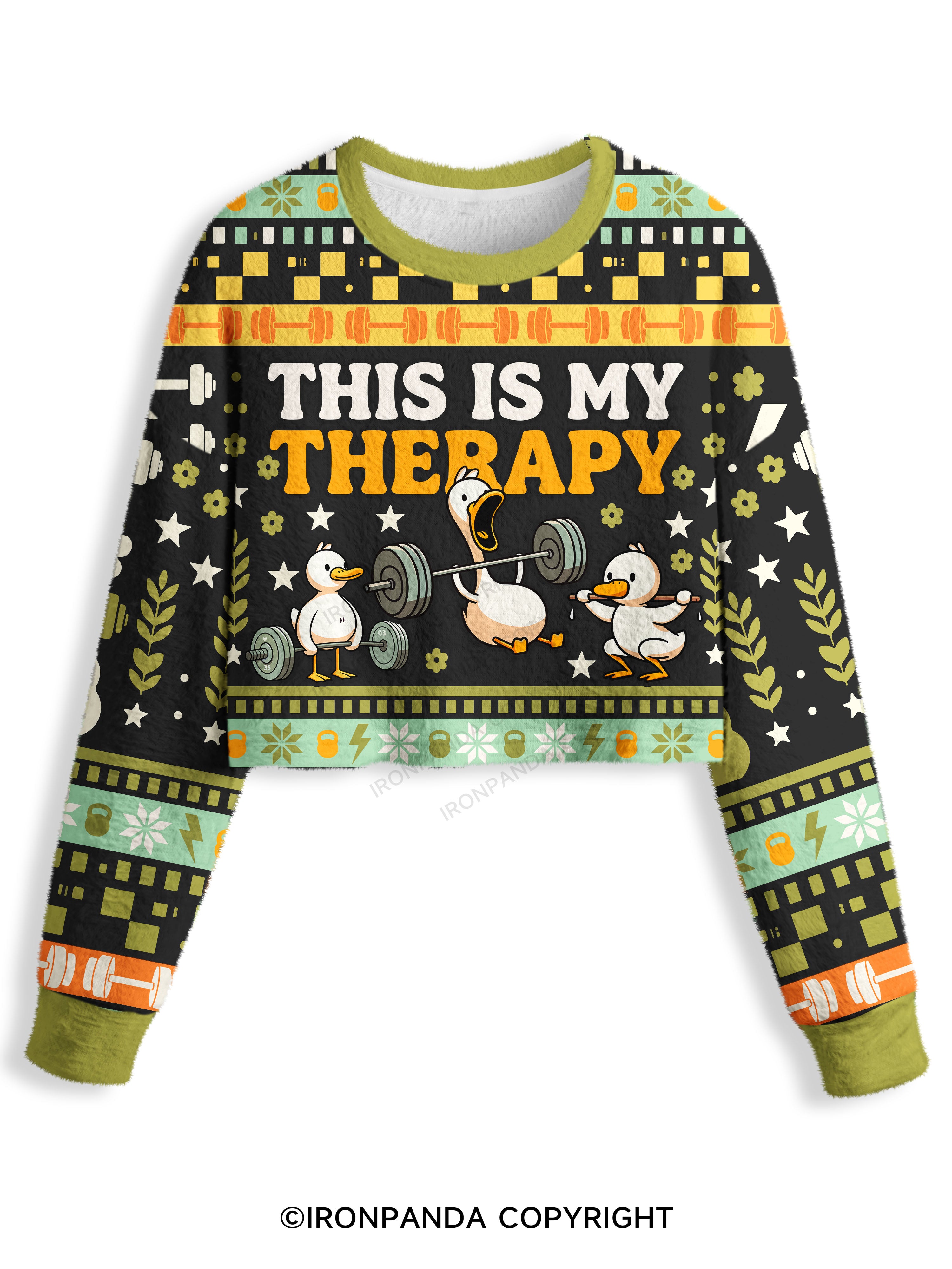 THIS IS MY THERAPY FUNNY GYM Crop Ugly Sweater