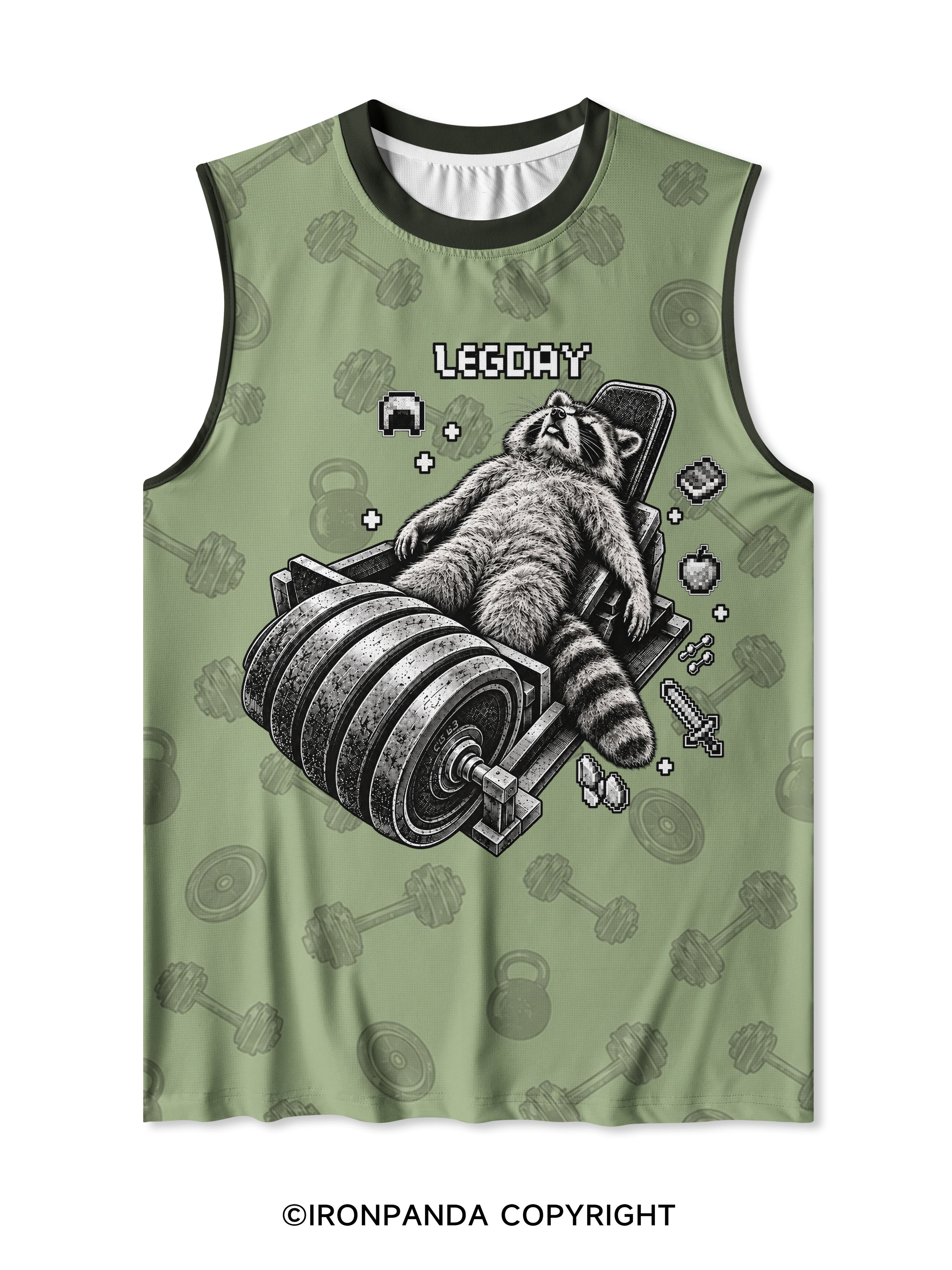 Heavy Leg Press Gamer Leg Day Raccoon Quick-Dry Mesh Tank