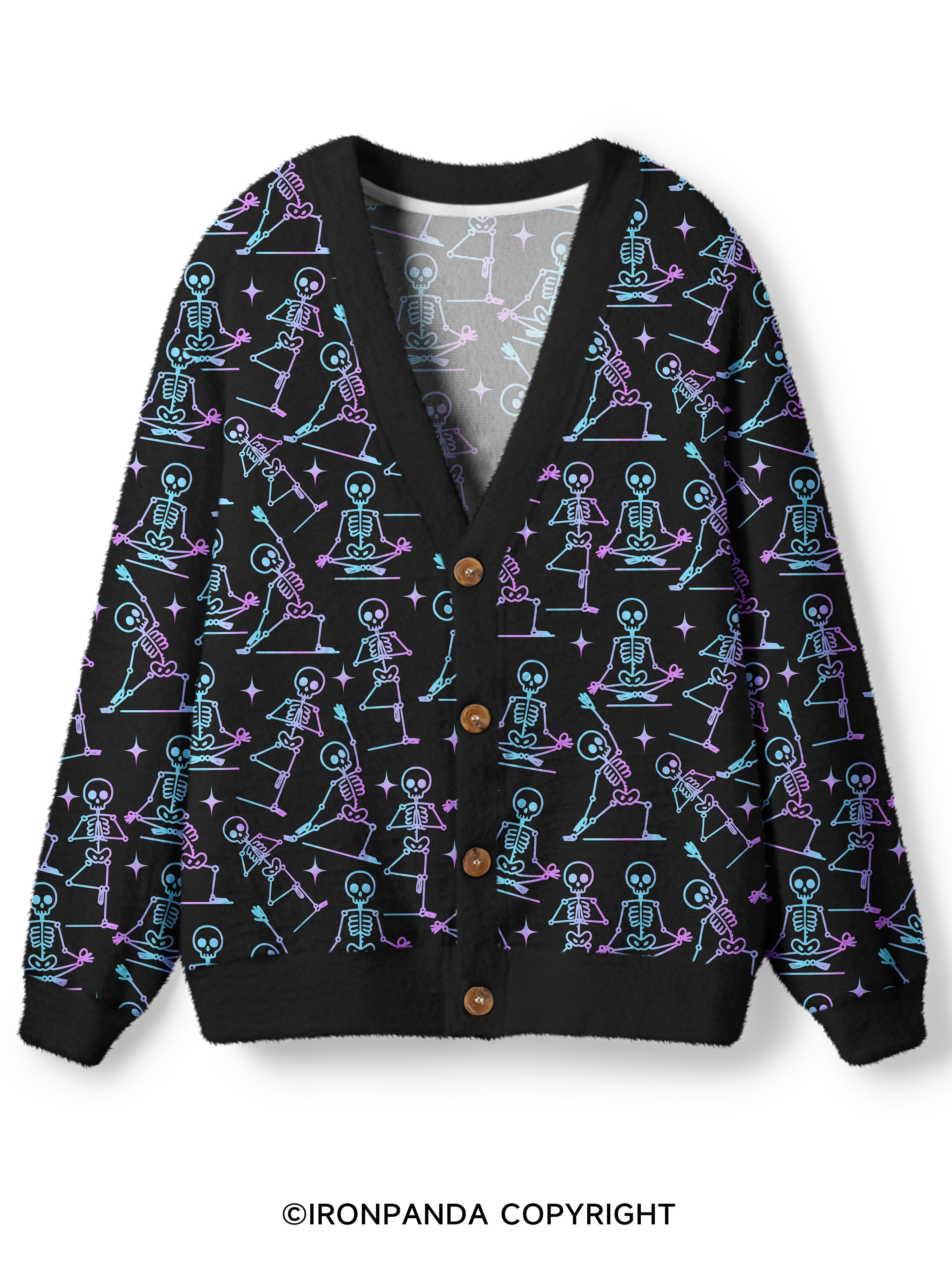 ZEN TO THE BONE SKELETON Ugly Cardigan Sweater