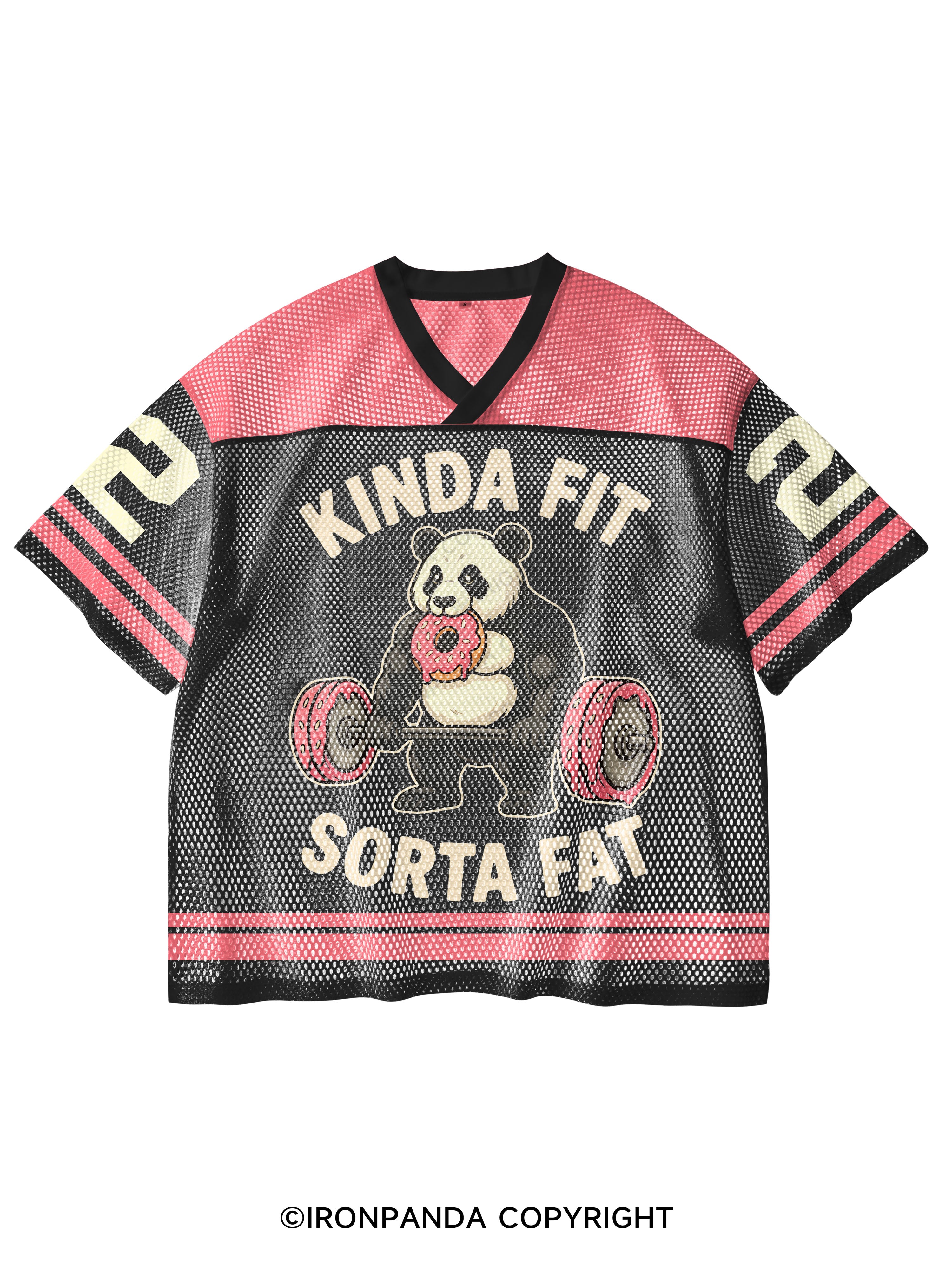 KINDA FIT SORTA FAT PANDA V-Neck Open Hole Mesh Top