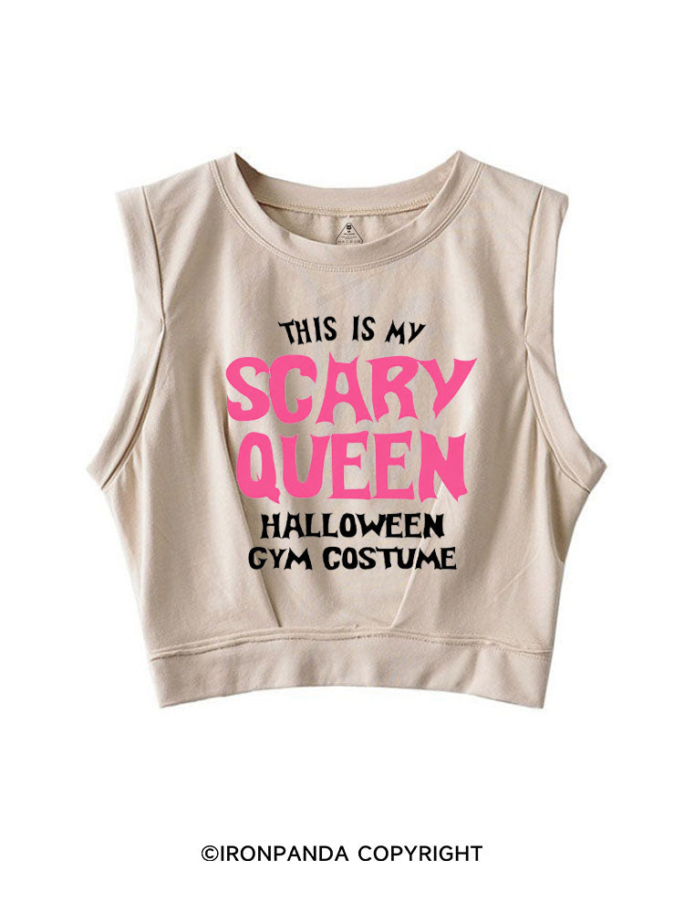 THIS IS MY SCARY QUEEN HALLOWEEN GYM COSTUME SLEEVELESS CROP TOPS