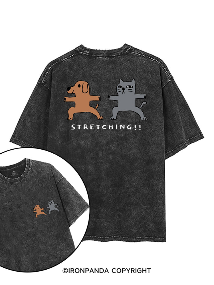STRETCHING!! printed Gym Shirt